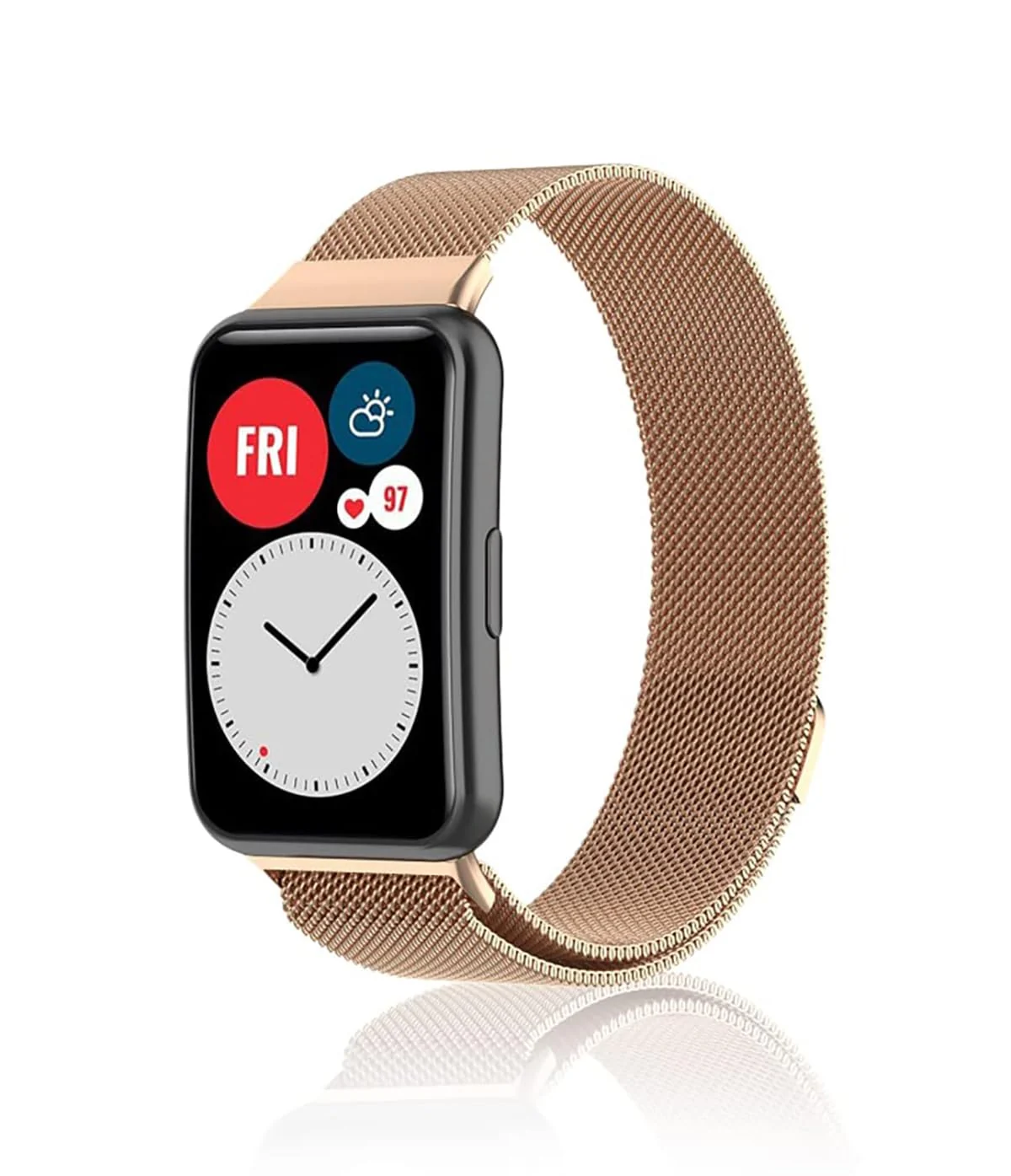 DL3 MOBILAK Milanese Magnetic Stainless-Steel Watch Strap for Huawei Watch Fit - Rose Gold