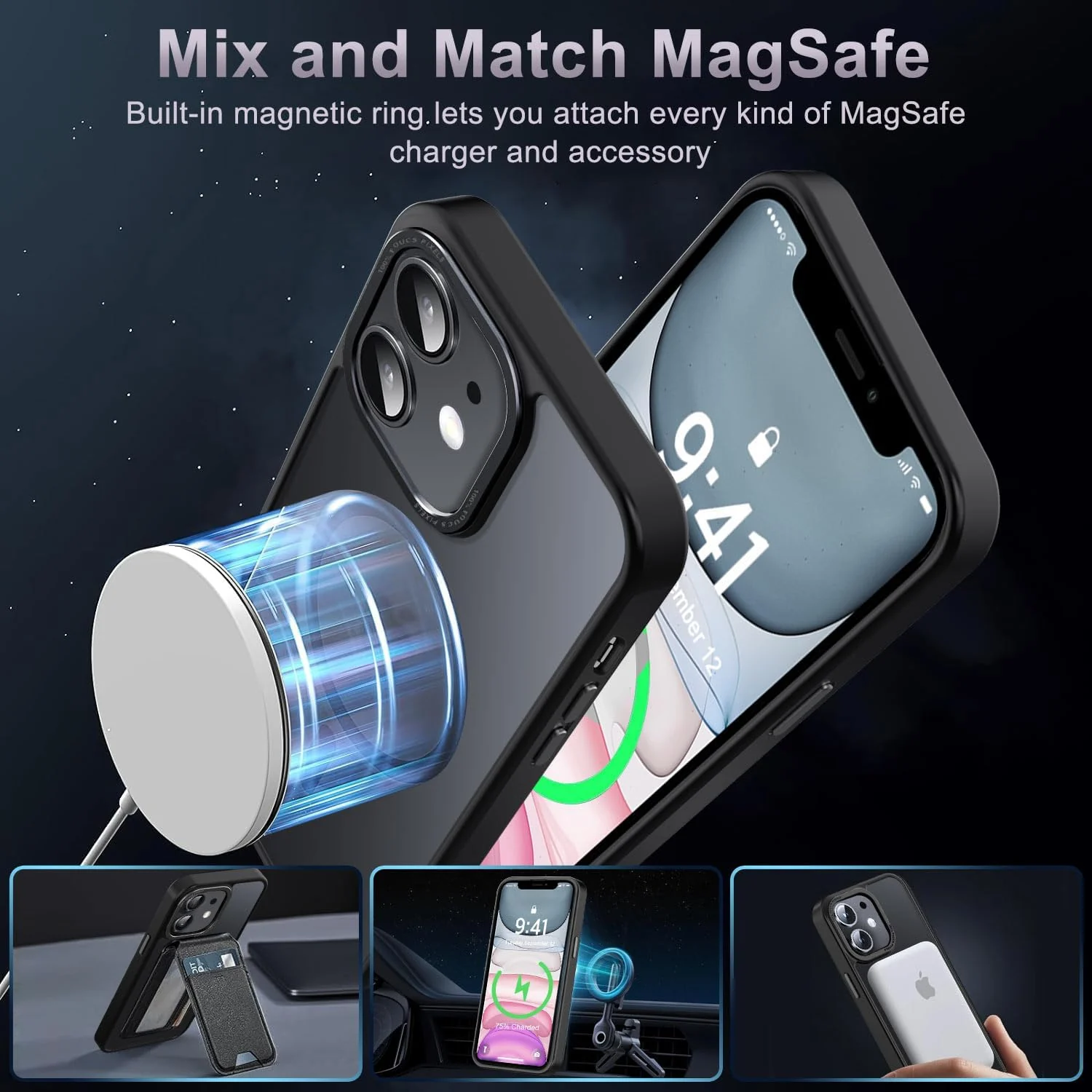 DL3 Mobilak Case for iPhone 11 (6.1 inch) Case Magnetic Translucent Matte Phone Cases [Compatible with MagSafe] Thin Slim Fit Shockproof Hard Protective Cover for Men Girls - Black
