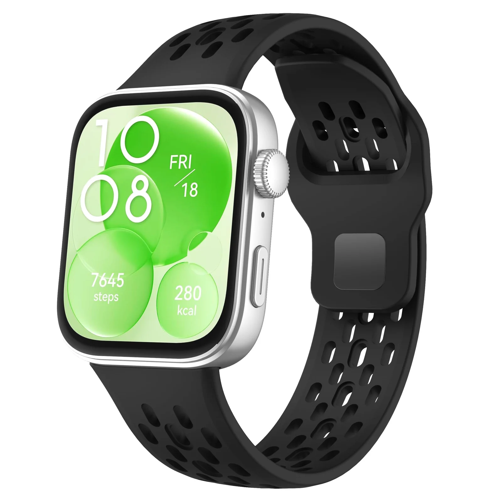 DL3 Mobilak Silicone Mesh Breathable Straps for Huawei Watch Fit 4 Pro Strap. Wristband Bands Bracelet Sports Bracelet Quick Release Adjustable Armband for Huawei Watch Fit 4/Fit 3 - Black