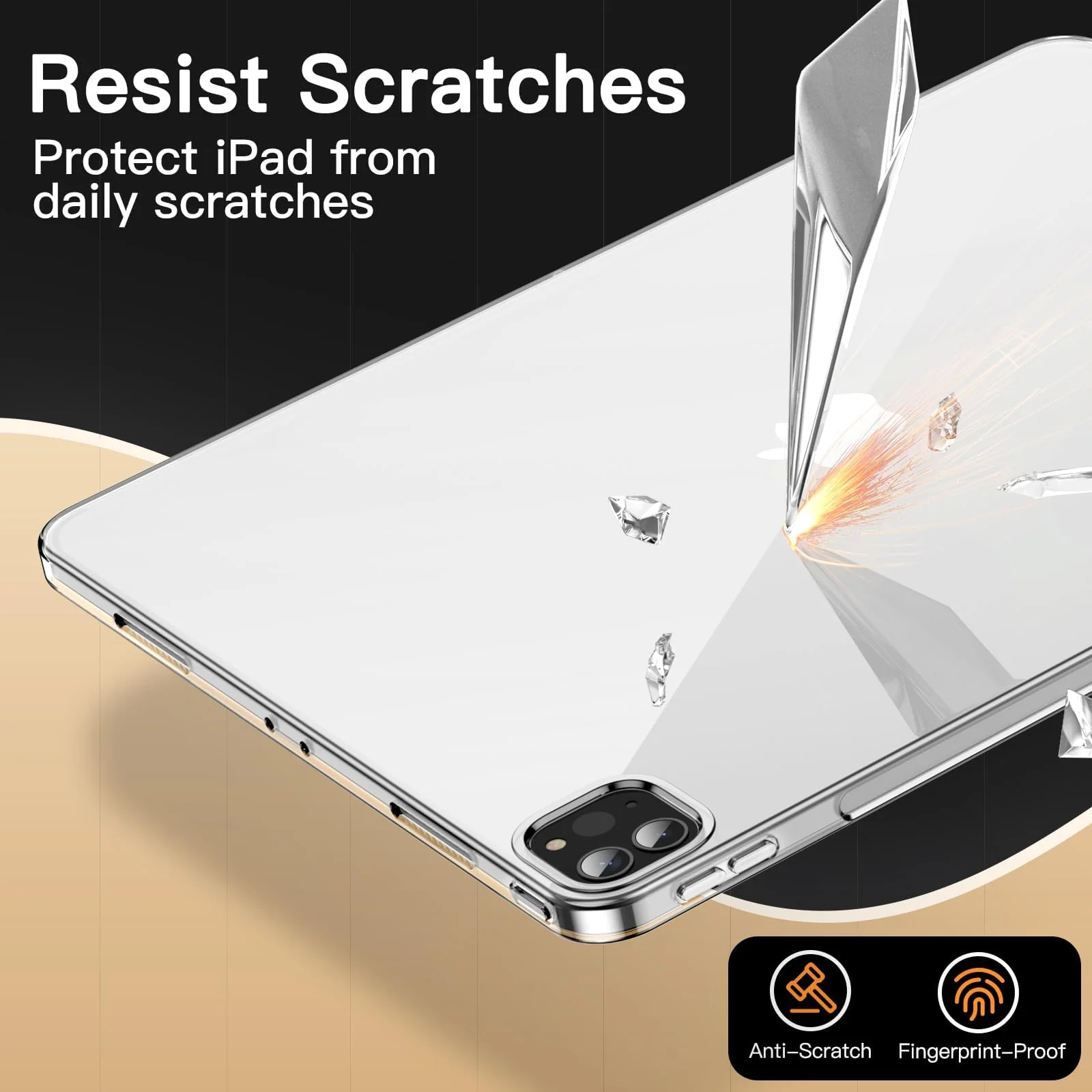 DL3 Mobilak Case for iPad Air 13 Inch M2 2024, iPad Pro 12.9 6th/5th Generation 2022/2021 Case, Slim Lightweight Soft TPU Anti-Scratch Back Cover with Shock Resistant Raised Edge - Clear
