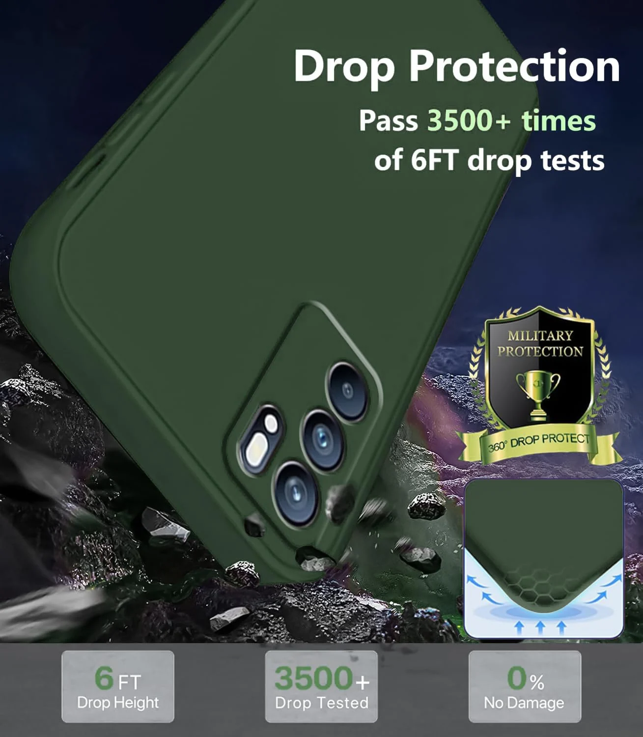 DL3 Mobilak Liquid Silicone Protective Case with Soft Microfiber Lining with Full Camera Protection for OPPO Reno 6 5G - Green