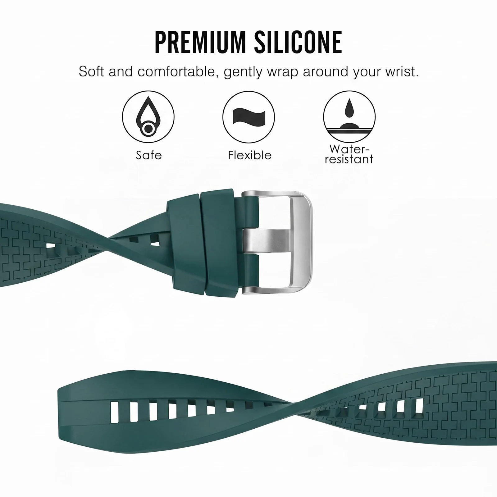 MOBIGON Soft TPU Silicone Sport Strap for Huawei Watch Fit 3 / 4 / 4 Pro / 5 / 5 Pro, Green