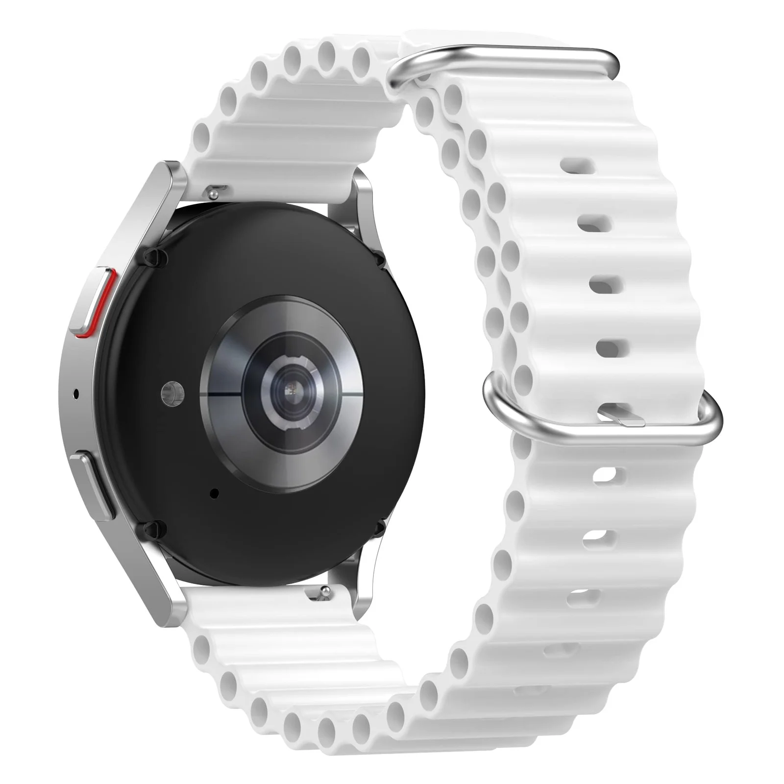 DL3 Mobilak 22mm Ocean Band for Samsung Galaxy Watch 3 45mm/Watch 46mm/Gear S3/Huawei watch GT4 GT3 46MM/Huawei Watch 3/4/GT2E/GT2 Pro/GT GT2 46MM/Amaz fit GTR 4/3/3Pro/2/2e, Adjustable Silicone Strap - White