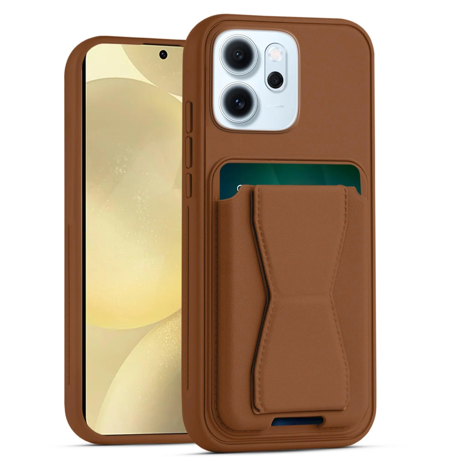 DL3 Mobilak Leather Wallet Case for OPPO Reno 14F / OPPO Reno14 FS, Camera protection, Shock-absorbing protection, Built-in kickstand - Brown