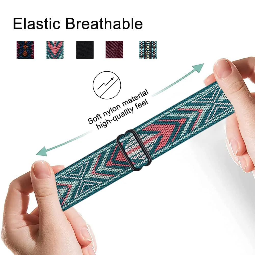 DL3 Mobilak Elastic Straps Compatible with Xiaomi Redmi Watch 3 (Not for Redmi Watch 3 Lite/Active) Men Women, Adjustable Stretchy Bracelets Sport Nylon Replacement Bracelet - Bohemia Blue