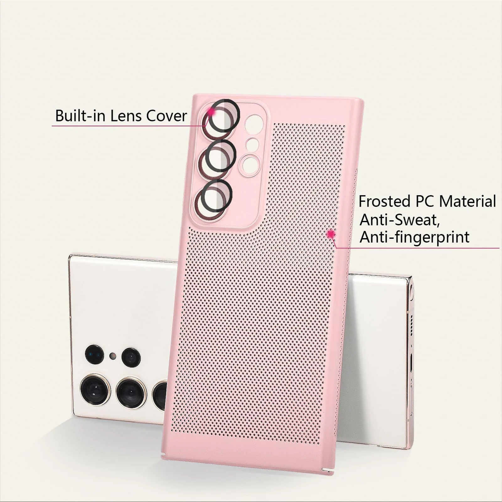 DL3 Mobilak PC Protective Case for Samsung Galaxy S25 Ultra with Camera Protection and Shockproof Design - Pink