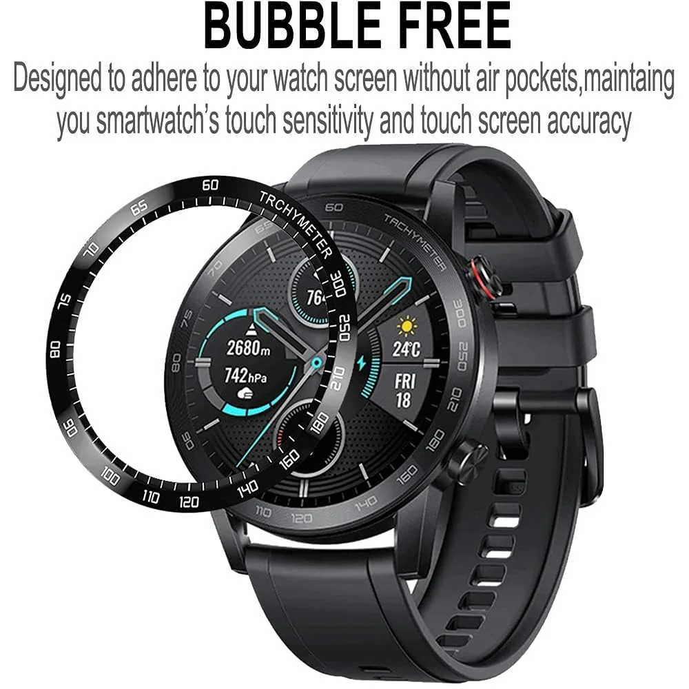 DL3 Mobilak Screen Protector For Honor Magic Watch 2 46mm, 3D Curved Soft Edge Protective Film [Anti-Scratch] [Bubble Free] [Ultra Shatterproof] [High Sensitive] (Not Glass) For Honor Magic 2 46mm - Black
