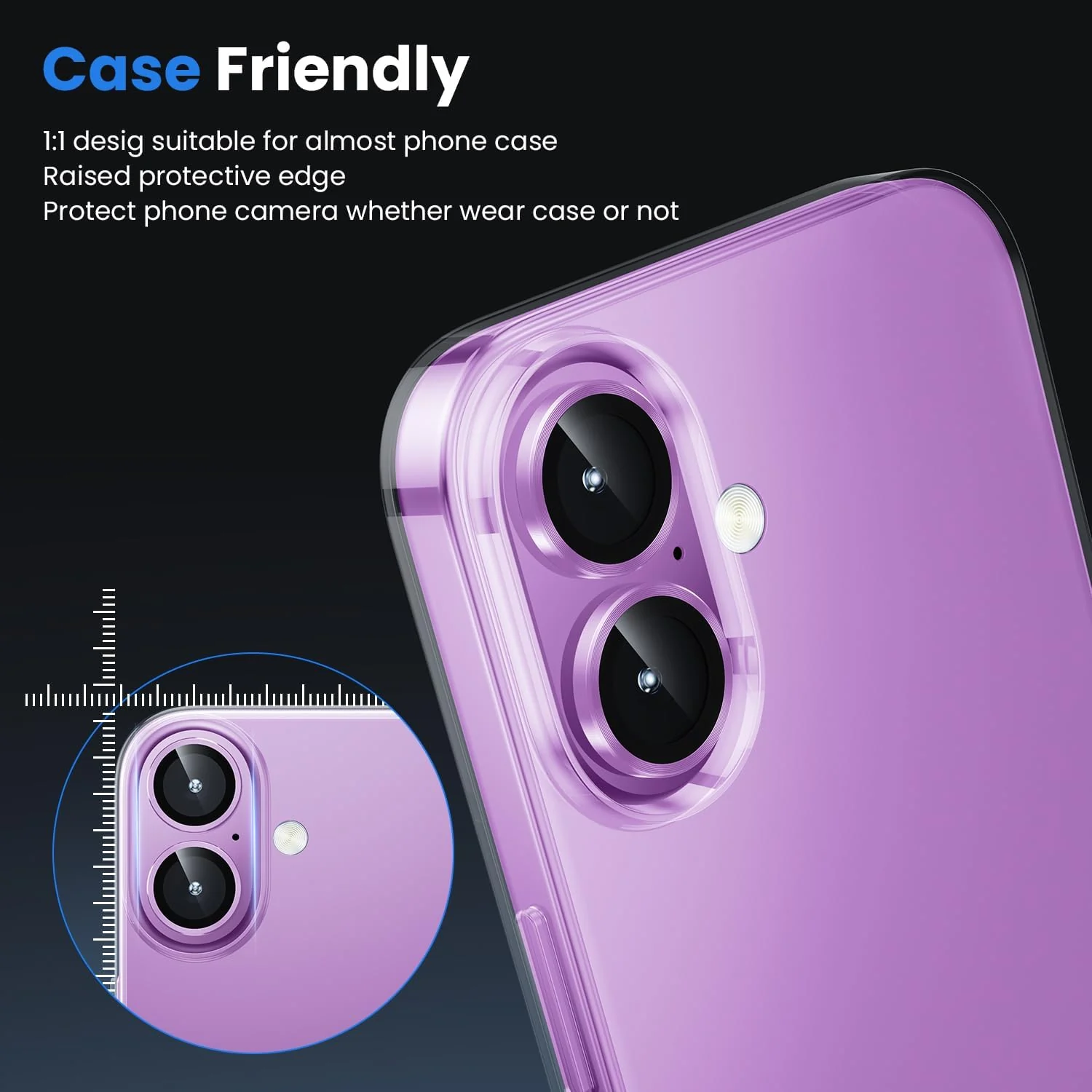 DL3 Mobilak Camera Lens Protector For iPhone 16/iPhone 16+ Plus, [Keep Original Shooting] Tempered Glass Screen Protector Metal Individual Camera Cover, Case Friendly - Pink