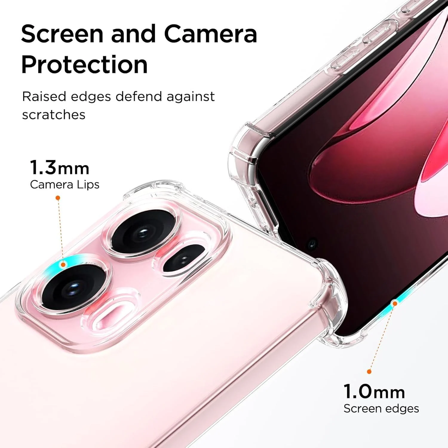 DL3 Mobilak Case Compatible with OPPO Reno 13 PRO 5G, Cover Silicone TPU Gorilla Anti-shock Protector Camera Shockproof Corners - Clear