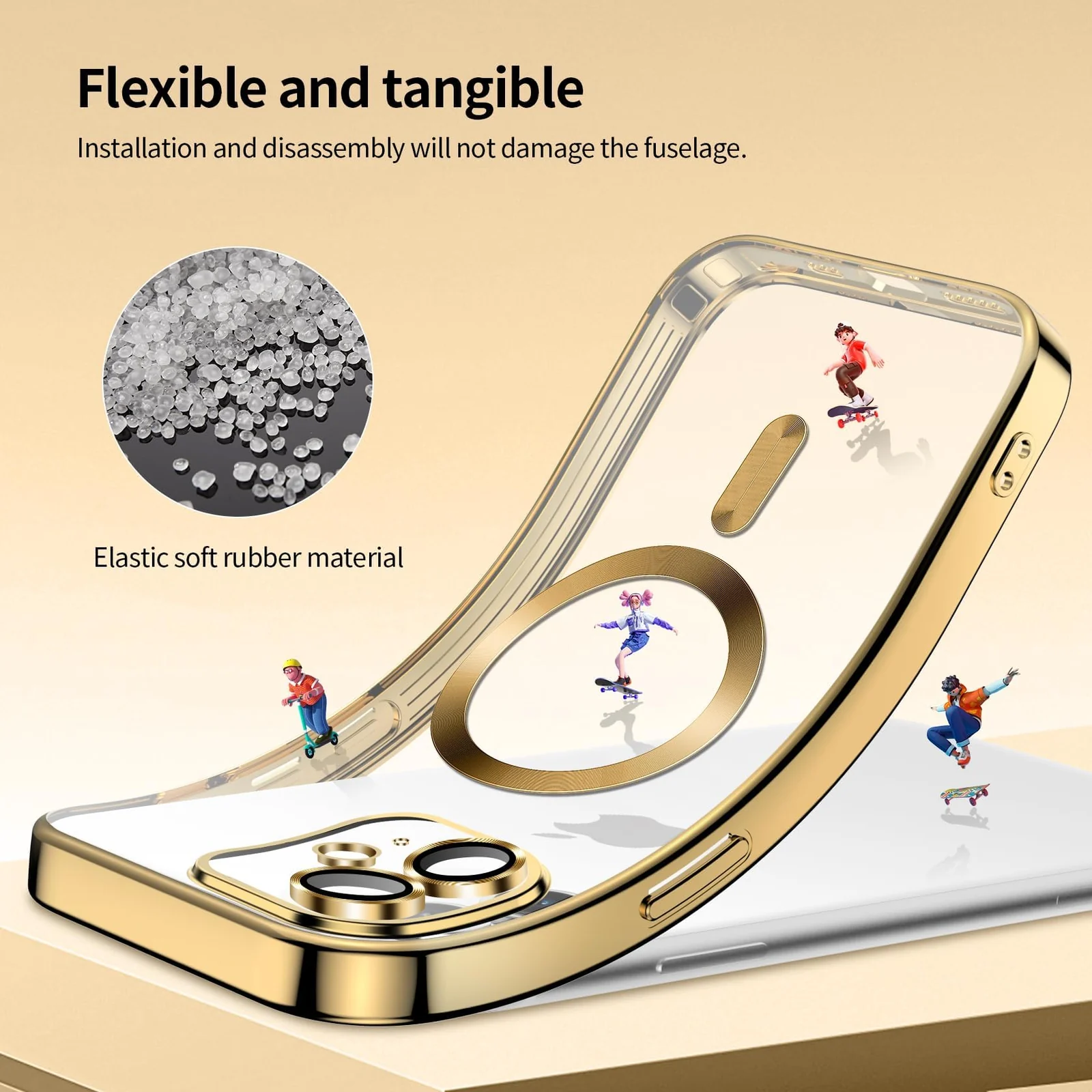 DL3 Mobilak Case for iPhone 11 (6.1 Inch) Compatible with MagSafe with Camera Lens Protector, Magnetic Clear Case Full Protection Plating Anti-Scratch Slim Thin Case Cover - Gold