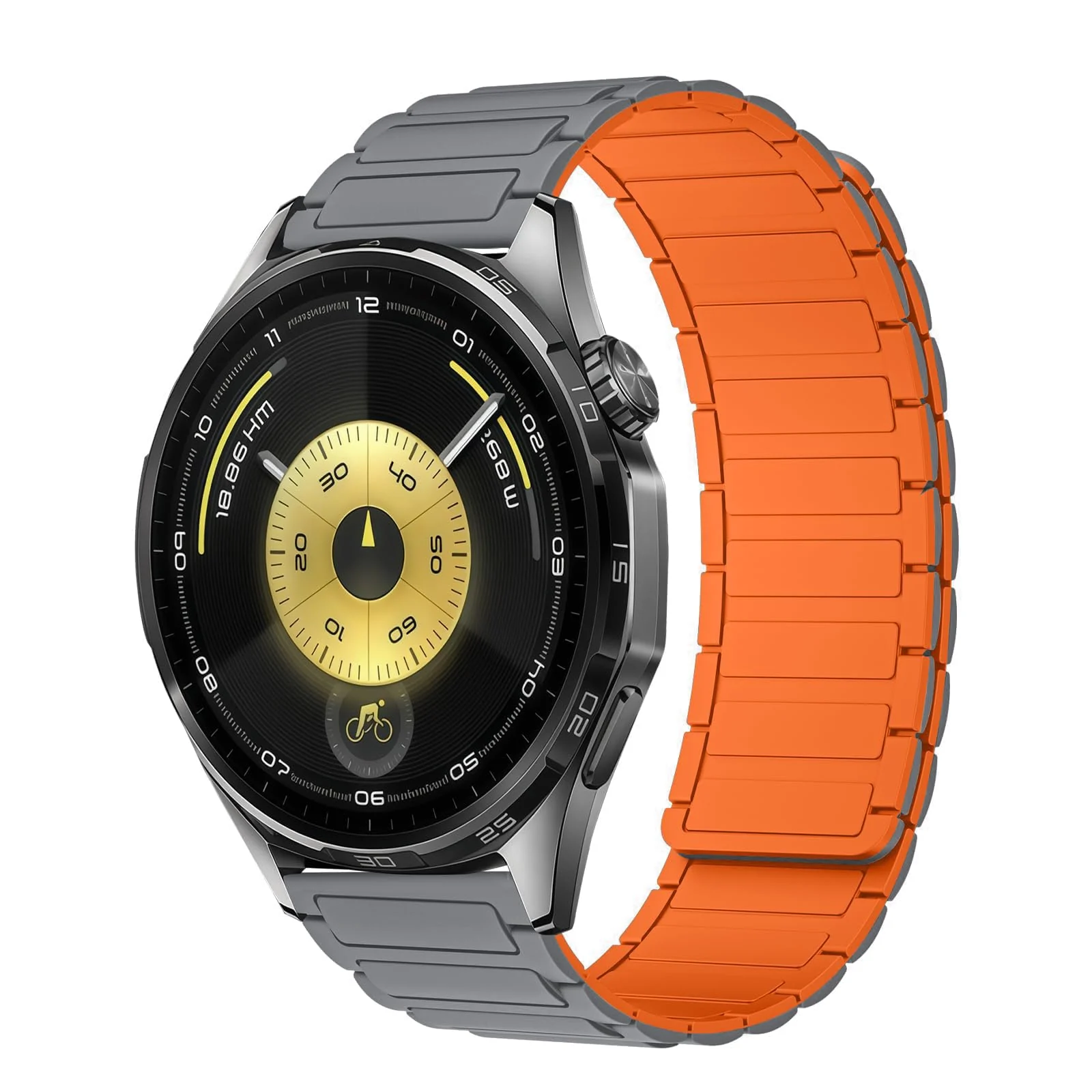 20mm Silicone Magnetic Band for Samsung Galaxy Watch 7/6/5/4 40mm 44mm/Watch 5 Pro 45mm/S2 classic/active 2 40mm 44mm Strap for Amazfit Active 2/GTS 4/3/3 Pro/2/2e/GTS 2 Mini/4 Mini/Bip 3، Gray/Orange