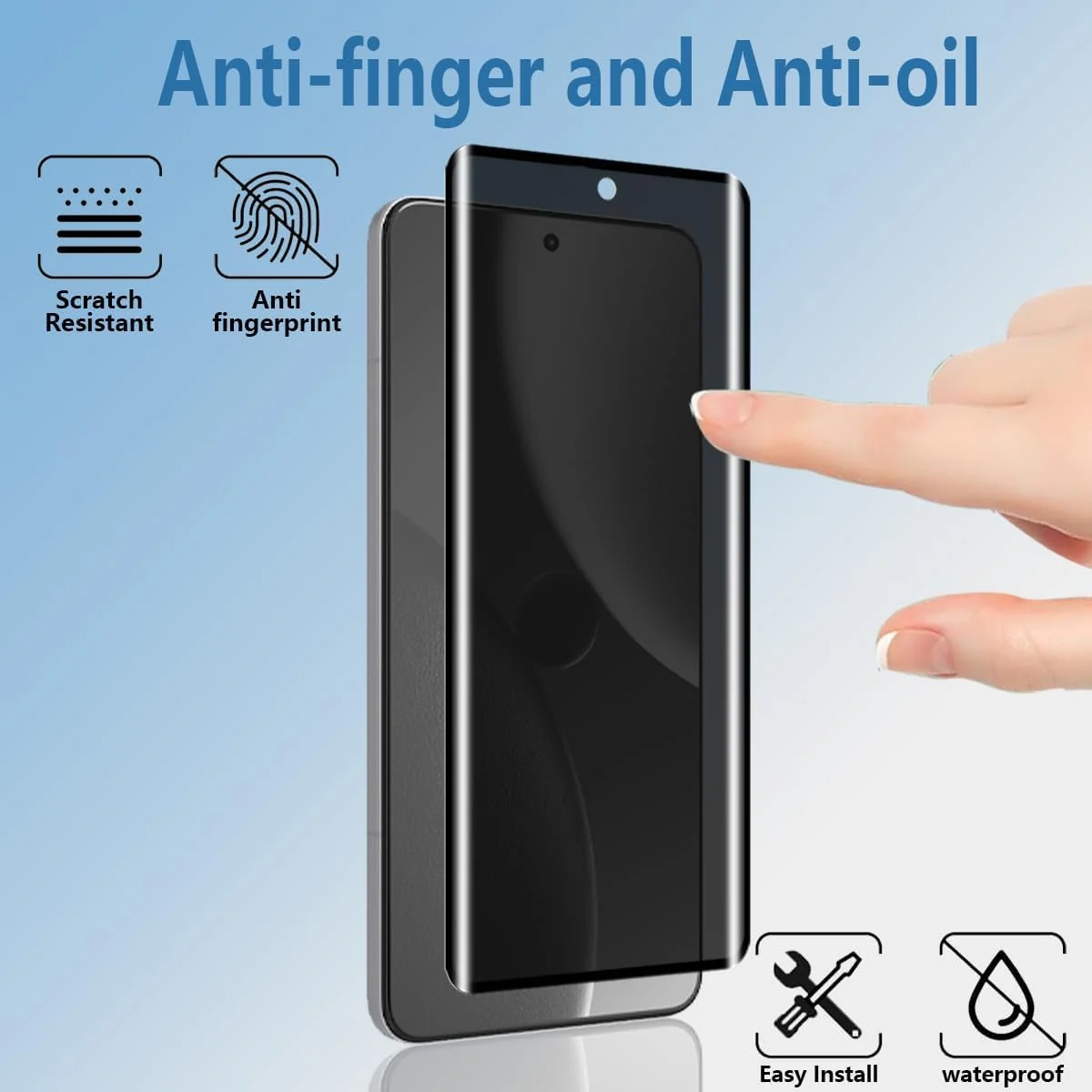 DL3 Mobilak Screen Protector for Xiaomi 15 Ultra 5G UV Glass Fingerprint Reader Support 3D Curved Anti-Spy Tempered Glass Screen Protector - Privacy