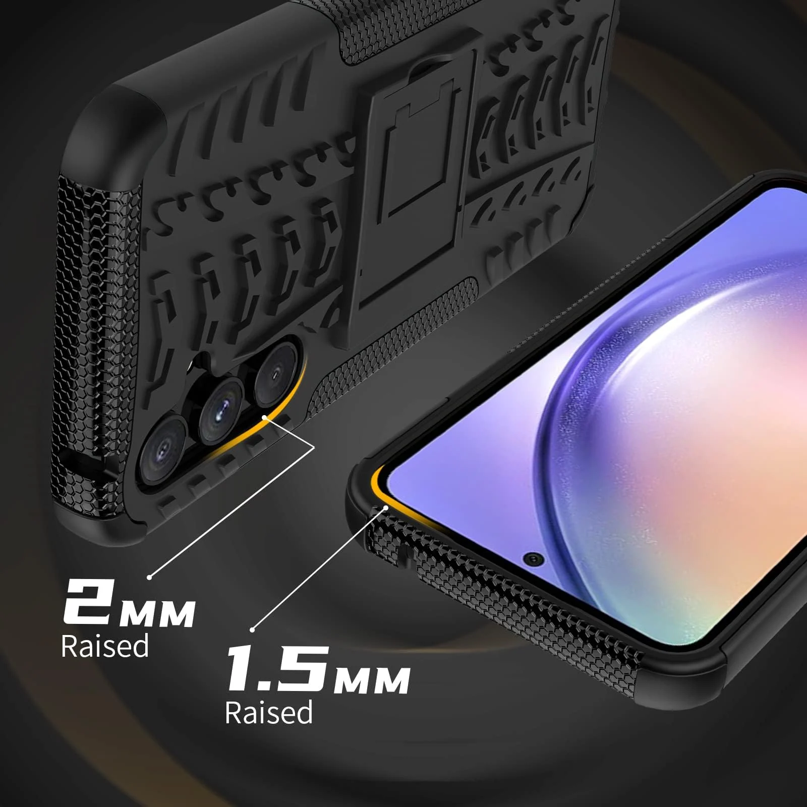 DL3 Mobilak Rugged Protective Case for Samsung Galaxy A24 4G, Shock-absorbing protection, Built-in kickstand, Scratch-resistant surface - Black