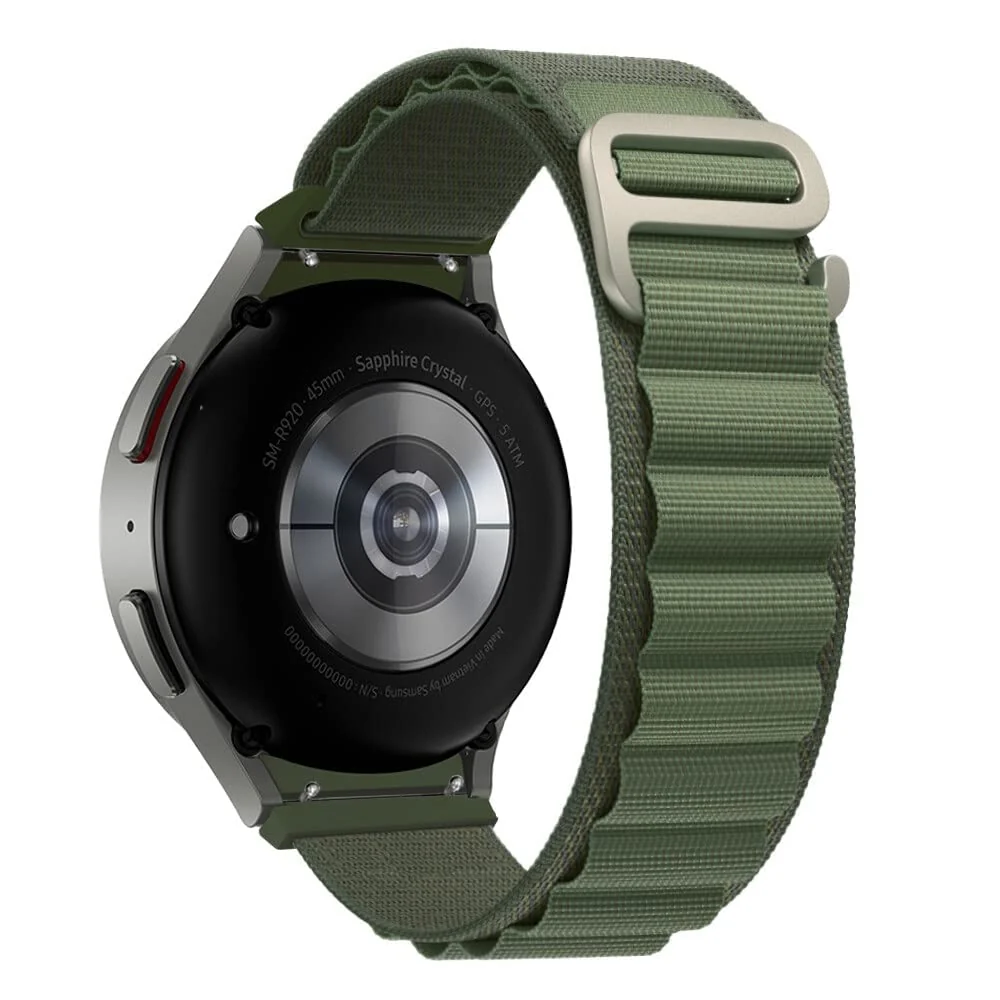 DL3 Mobilak Alpine Loop Bands Sport Nylon 20MM For Samsung Galaxy Watch 7 6 5 4 40mm 44mm/5 Pro 45mm/S2 classic/active 2 40mm 44mm/Amazfi GTS 2/2e/GTS 3/3 Pro/GTS 4/GTS 2 Mini/3 Mini/4 Mini/Bip 3 Pro - Green