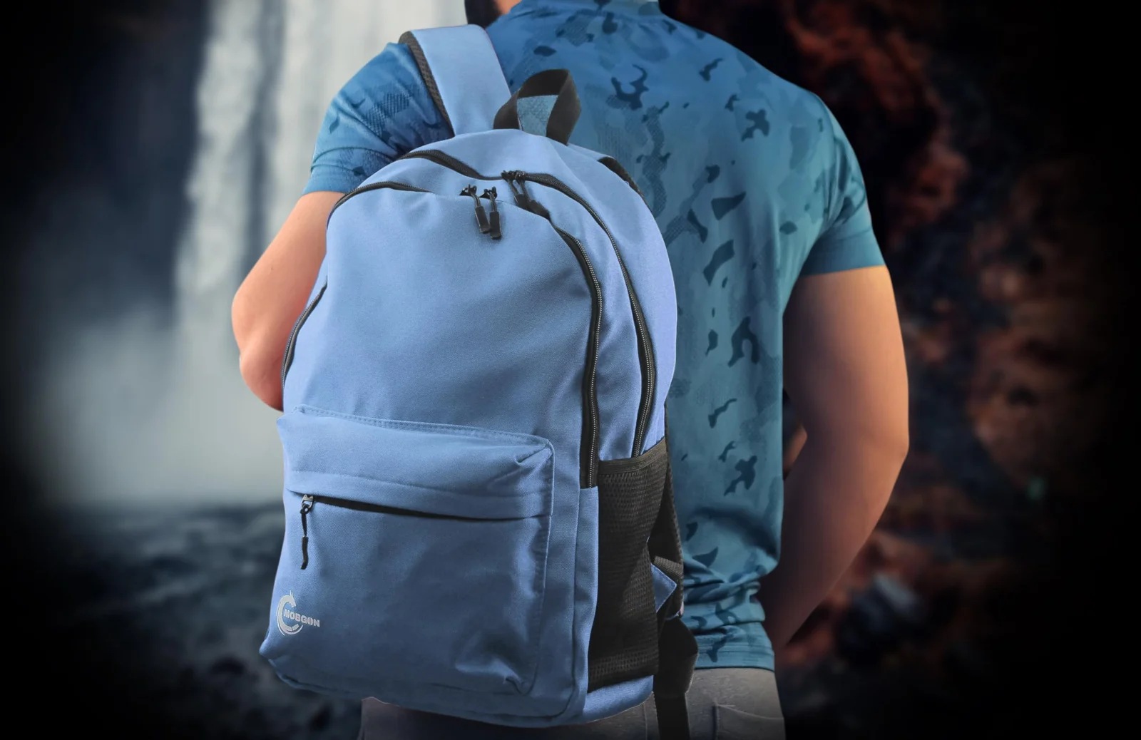Mobigon Backpack for Student, School Bag, Large Capacity Backpack, Aesthetic Bookbag, Fashion Simple Casual Daypacks for Men Women, For School Shopping Travel Sports Vacation - Sky Blue