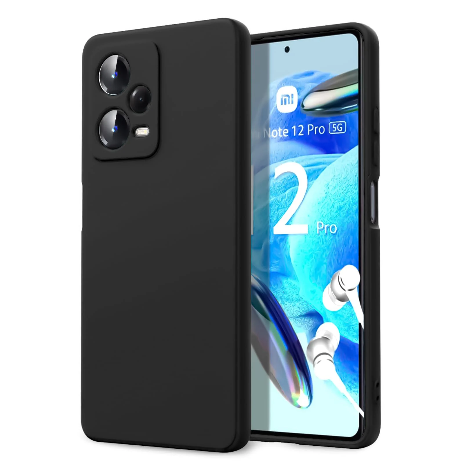 DL3 Mobilak Liquid Silicone Case for Xiaomi Redmi Note 12 Pro + Plus 5G, Not compatible with MagSafe, Supports wireless charging, Camera protection - Black