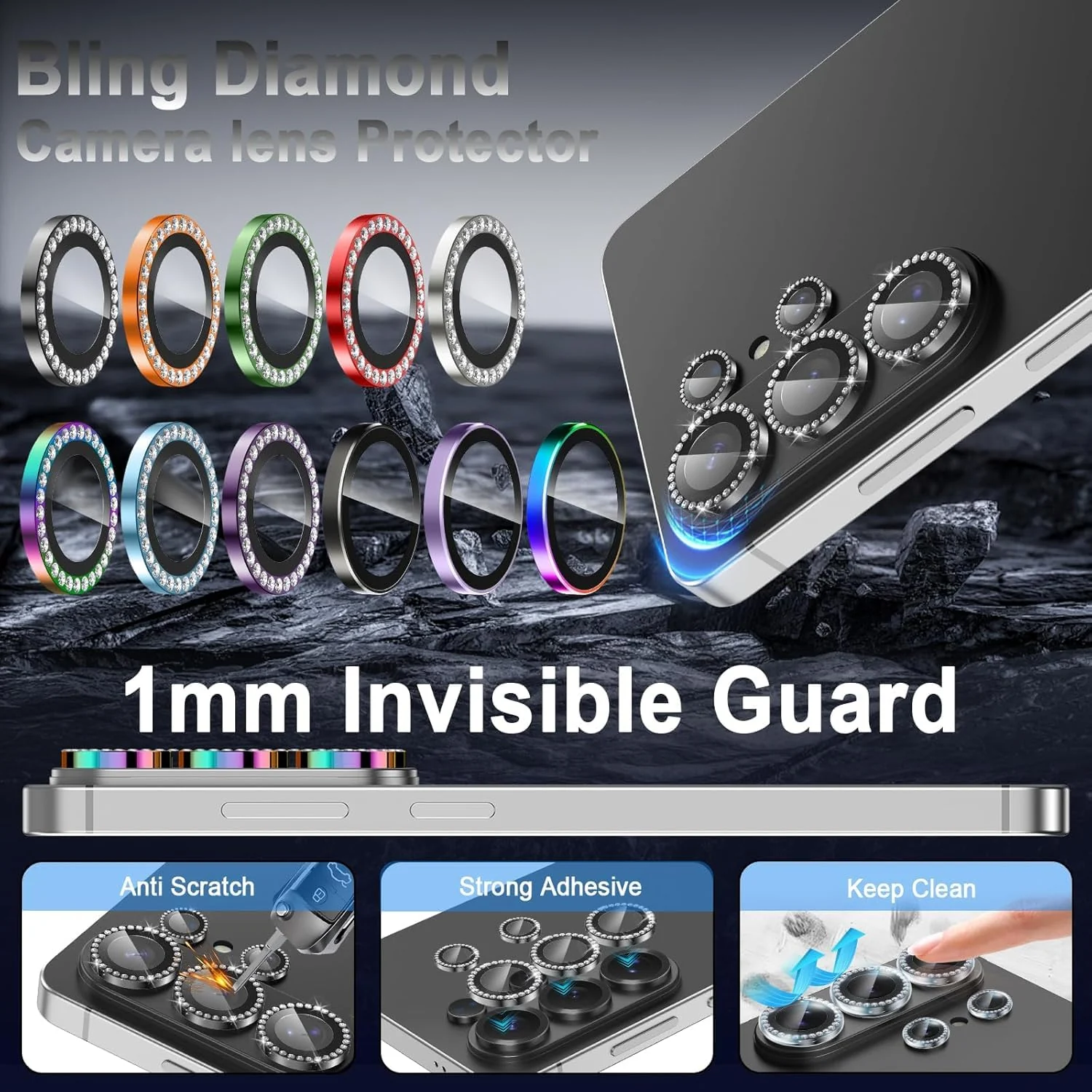 DL3 Mobilak Camera Lens Protector for Samsung Galaxy S26 Ultra Accessories, 9H Tempered Glass Metal Individual Ring Camera Cover Screen Protector, Case Friendly, Anti Scratch - Diamond Black