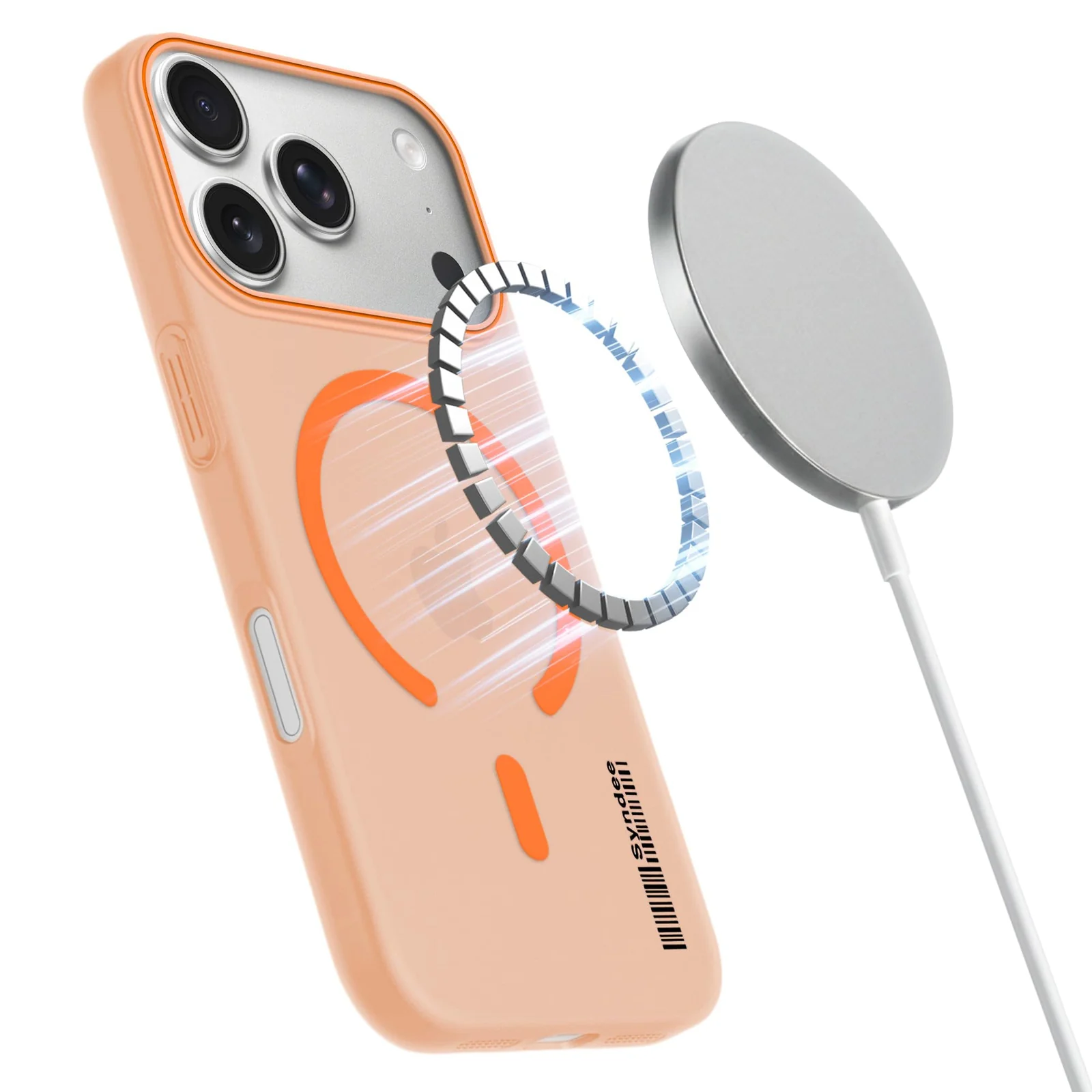 DL3 Mobilak Case Back Cover for iPhone 17 Pro Max, Sleek Frosted Translucent Back Only Compatible with Wireless Magnetic Accessories | Anti-Scratch Shockproof Phone Case - Orange