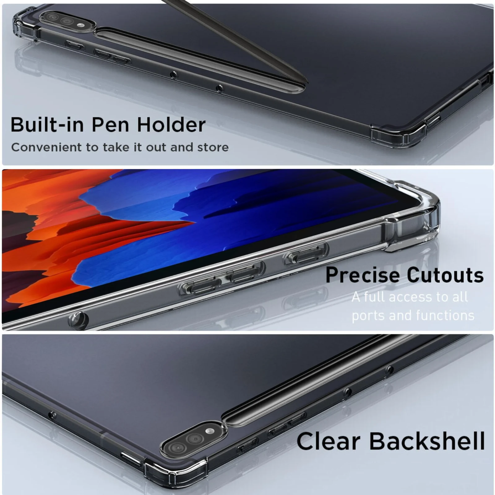 DL3 Mobilak Case Compatible with Samsung Galaxy Tab S8 2022/Samsung Galaxy Tab S7 2020 11 Inch, Ultra Thin Silicone Air-Corners Shockproof Back Shell HD TPU Protective Cover - Clear