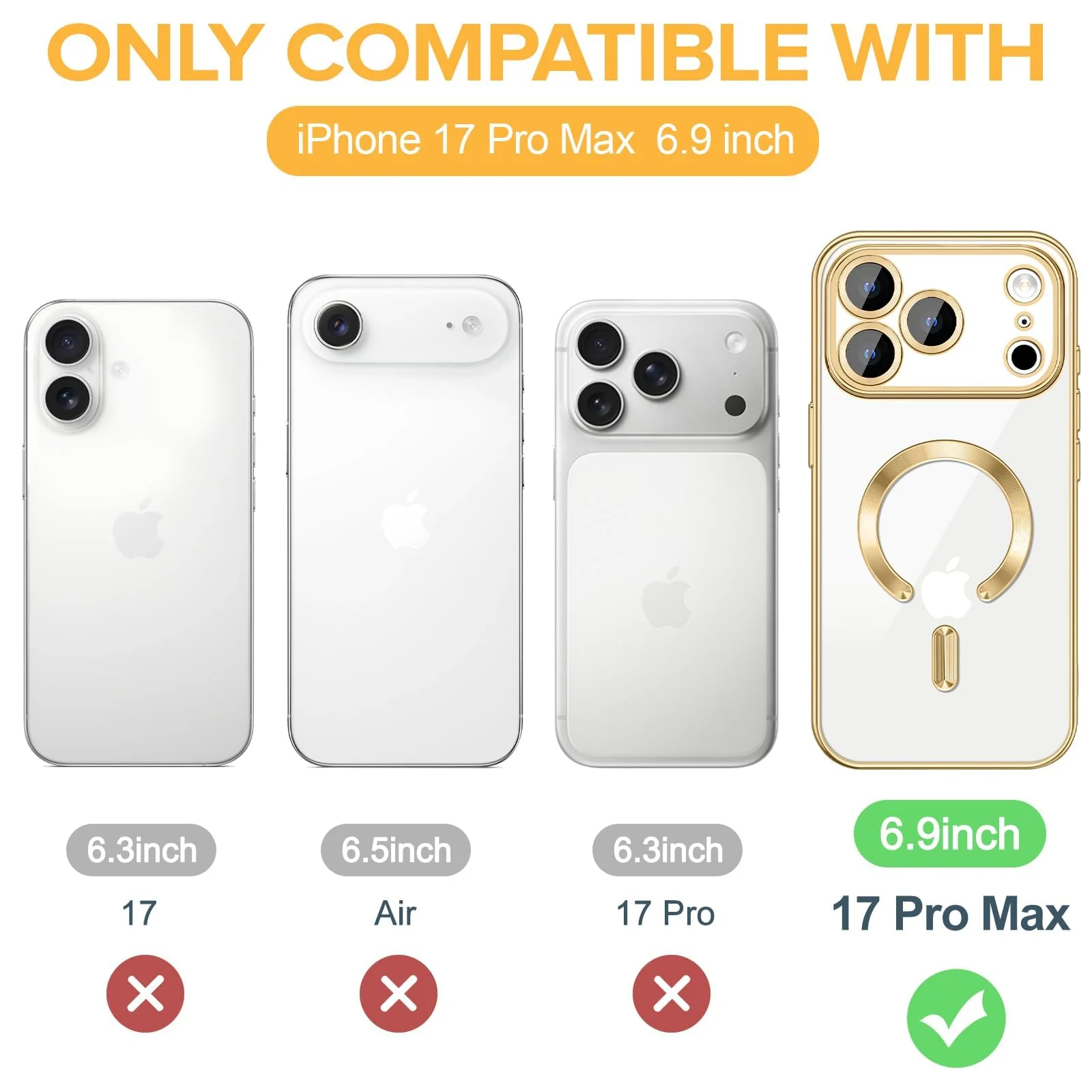 DL3 Mobilak Plated-Edge Protective Case for iPhone 17 Pro Max, Compatible with MagSafe accessories, Supports wireless charging, Camera protection - Gold