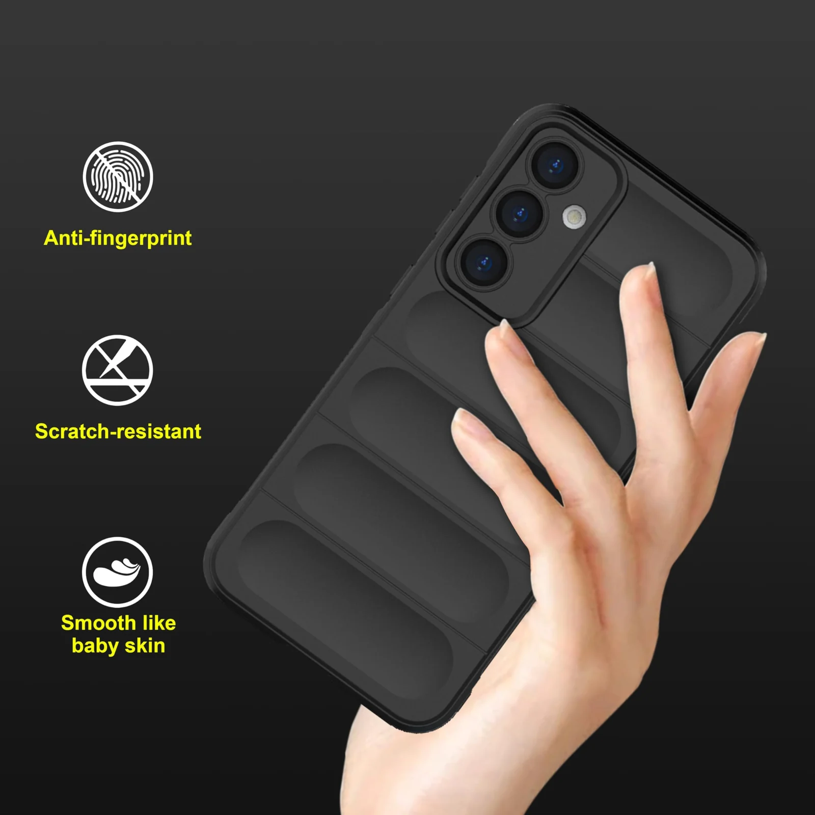 DL3 Mobilak Soft Silicone Protective Case for Samsung Galaxy S23 FE 5G with Camera Protection and Shockproof Design - Black