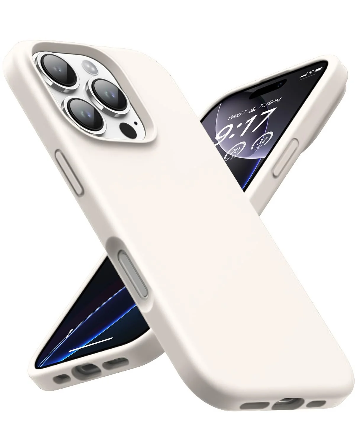 DL3 Mobilak Liquid Silicone Protective Case with Soft Microfiber Lining for iPhone 16 Pro - Cream