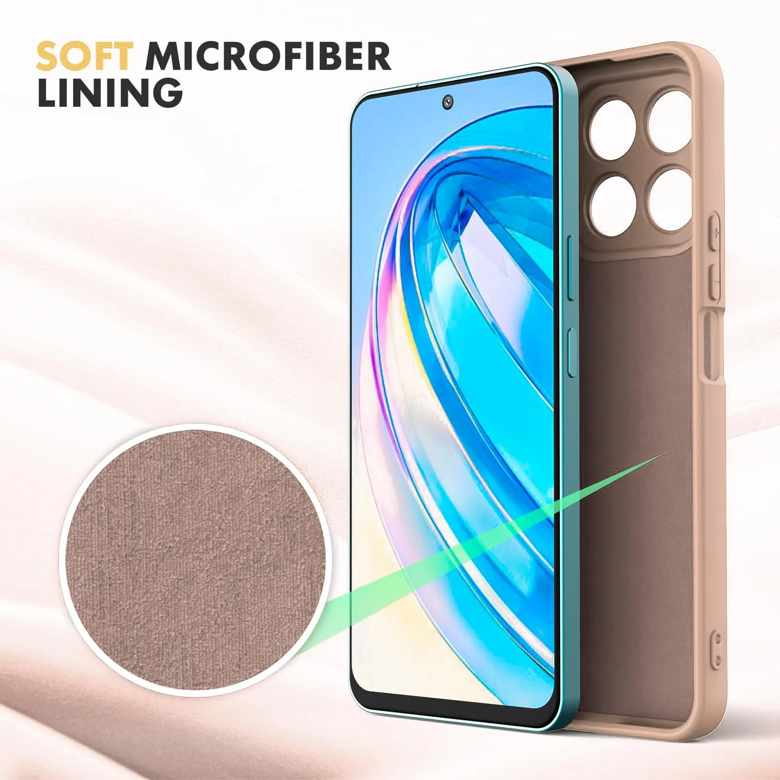 DL3 Mobilak Liquid Silicone Protective Case with Soft Microfiber Lining with Full Camera Protection for Honor X8A - Light Orange