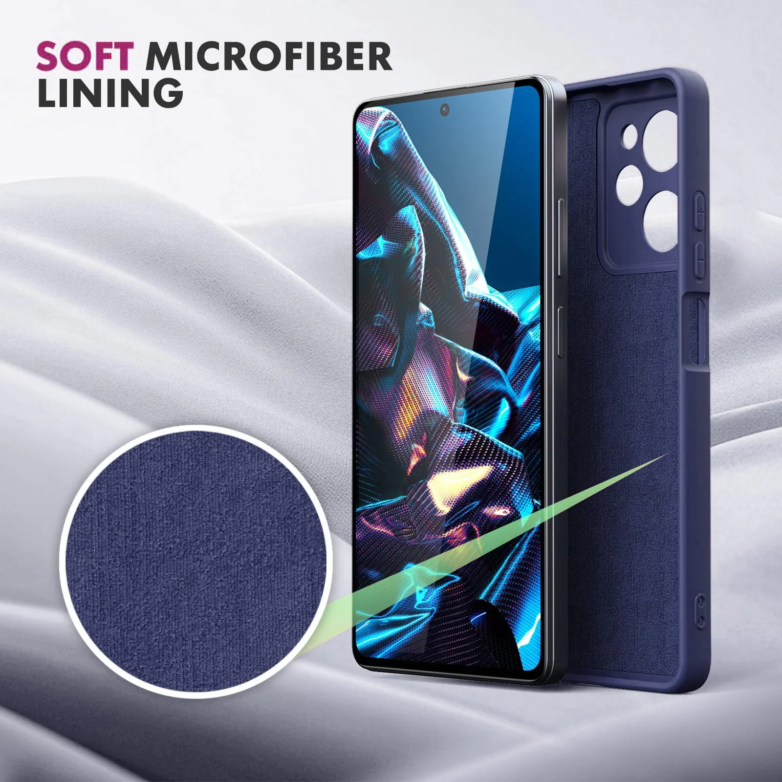 DL3 Mobilak Silicone Protective Case for POCO X5 Pro 5G, Shock-absorbing protection, Scratch-resistant surface, Soft microfiber lining - Blue 2