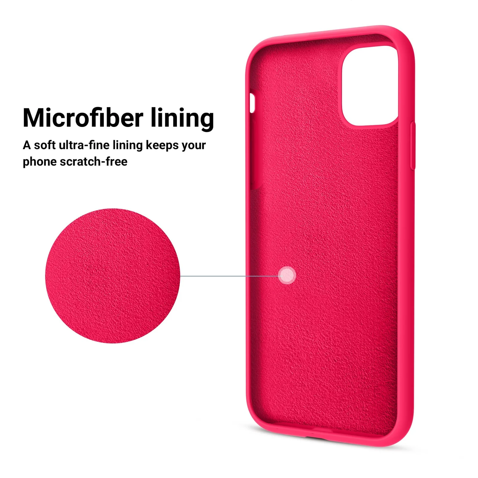 DL3 Mobilak Liquid Silicone Protective Case for iPhone 11 (6.1 Inch) with Camera Protection and Microfiber Lining - Neon Pink