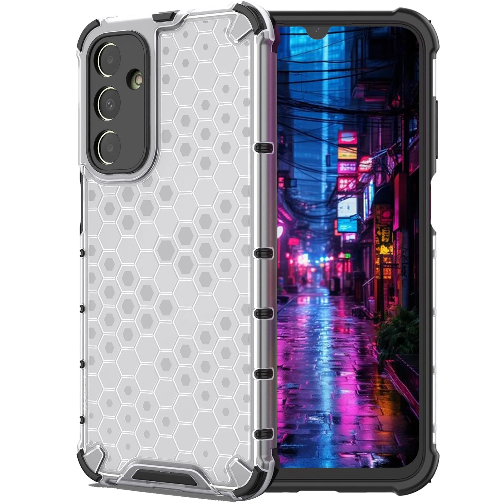 DL3 Mobilak Case For Samsung Galaxy A25 5G, [Honeycomb Design] Drop Protection, Ultra Thin TPU + PC Transparent Silicone Protective Case, Shockproof Cover - Clear