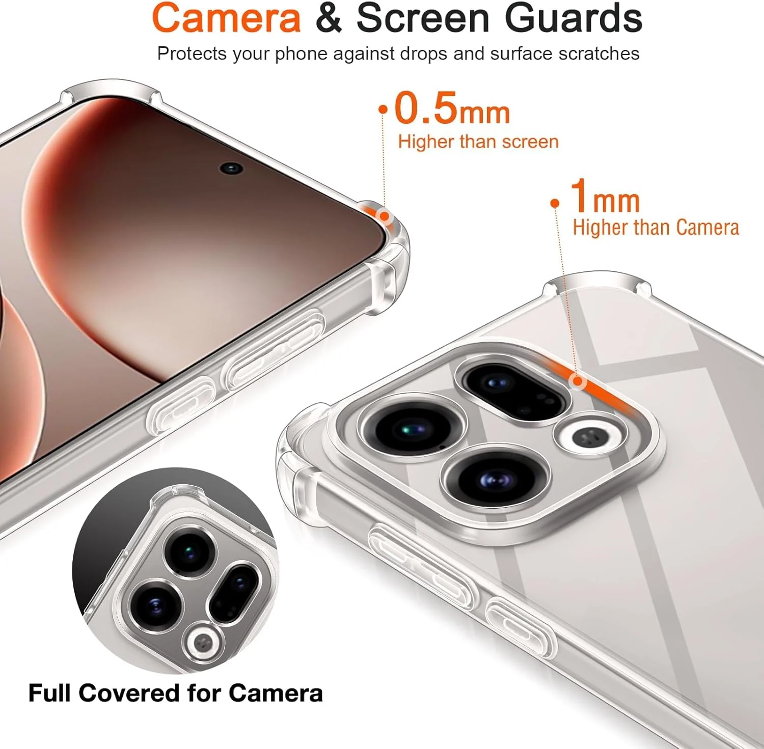 DL3 Mobilak Case Compatible with OPPO Find X9, Cover Silicone Transparent TPU Gorilla Anti-shock Protector Camera Shockproof Corners - Clear