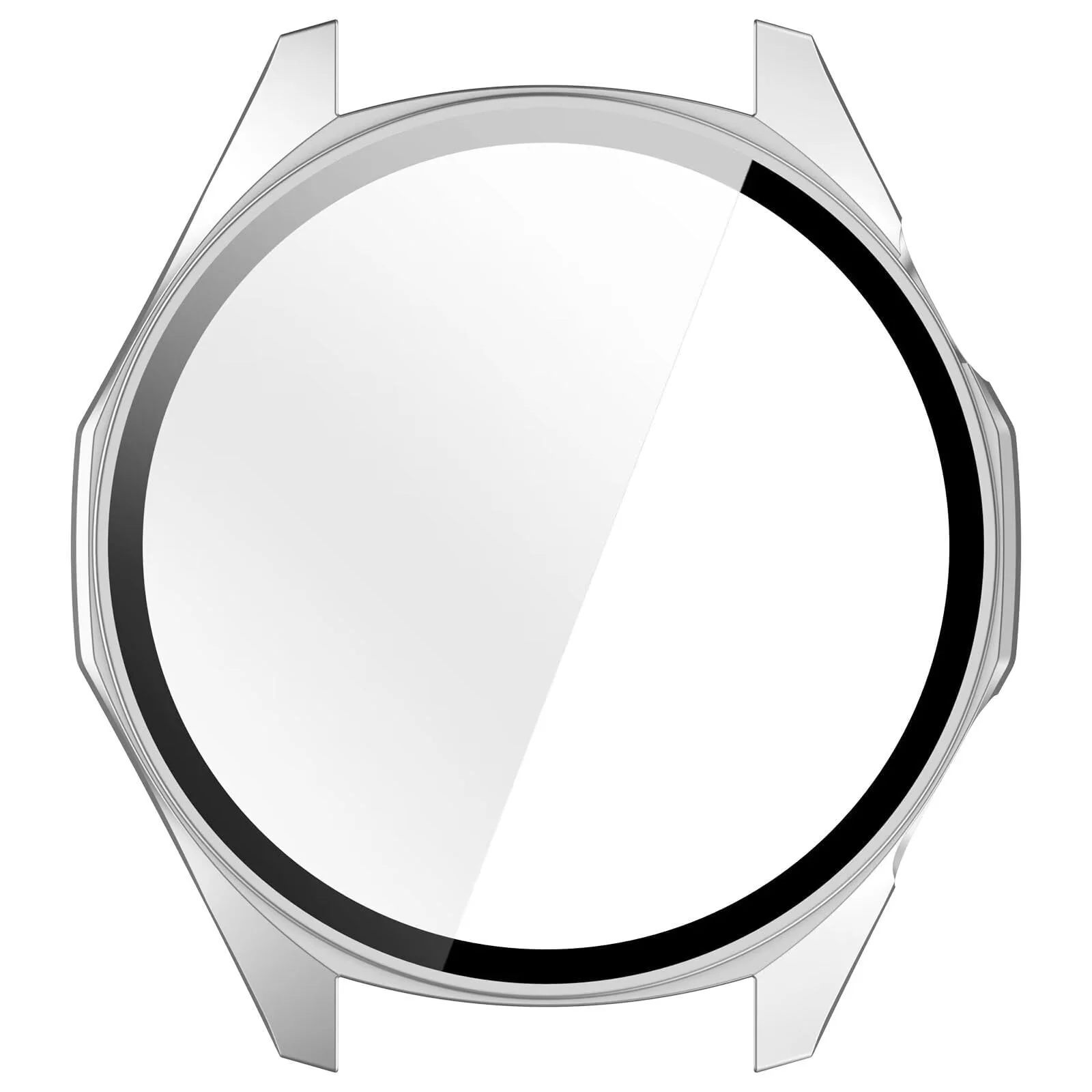 DL3 MOBILAK Full-Coverage Watch Case with Tempered Glass for Huawei Watch GT 7 46 mm / GT 6 46 mm, Silver