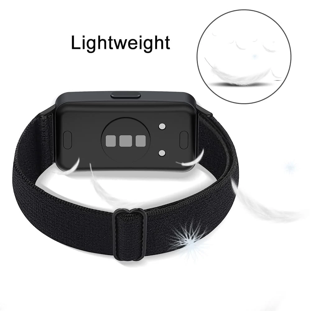 DL3 Mobilak Elastic Straps Compatible with Huawei Watch Fit Men Women, Adjustable Stretchy Bracelets Sport Nylon Replacement Bracelet for Huawei Watch Fit - A.Black