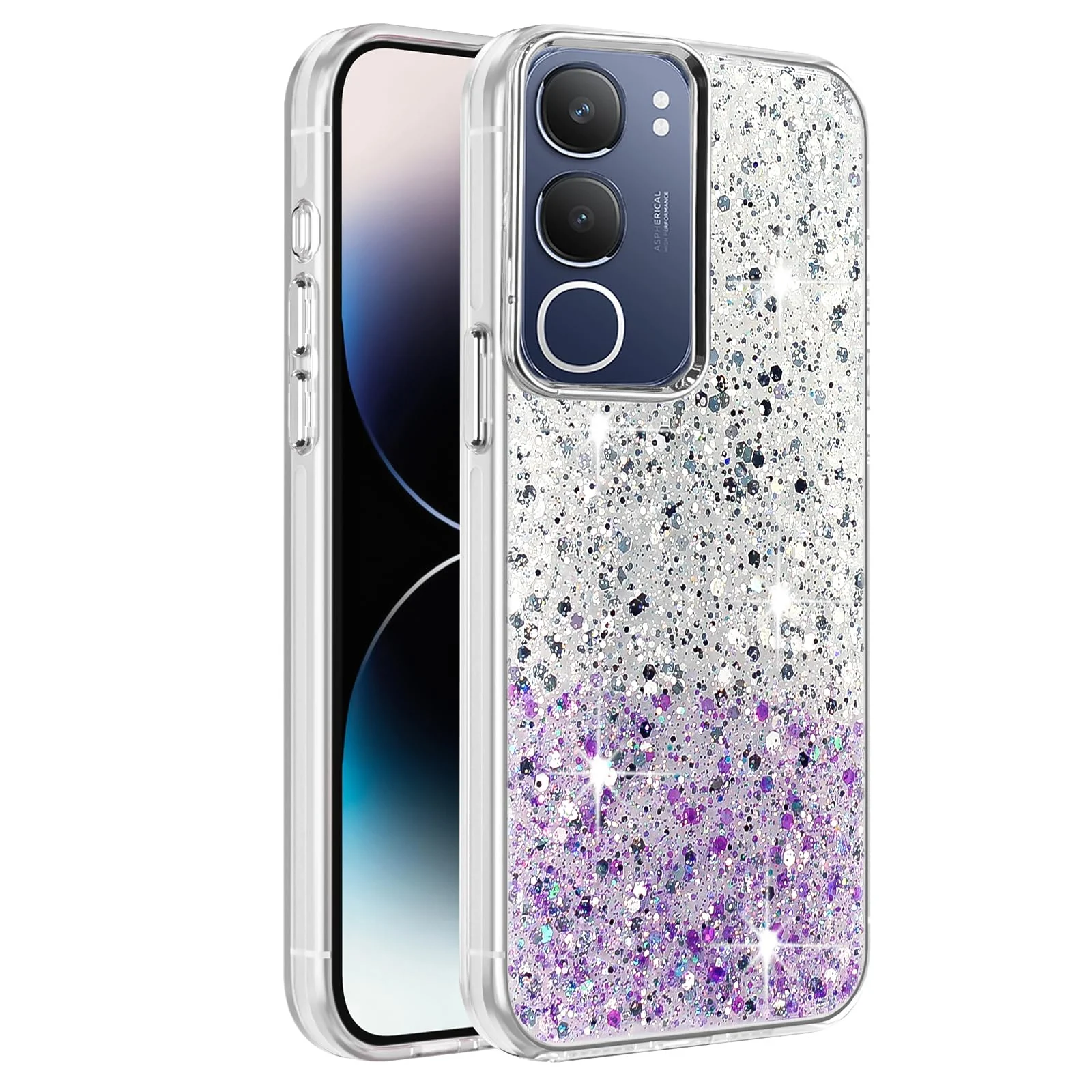 Vivo Y19S — DL3 Mobilak Glitter Protective Case for vivo Y19S, Supports wireless charging, Camera protection, Shock-absorbing protection