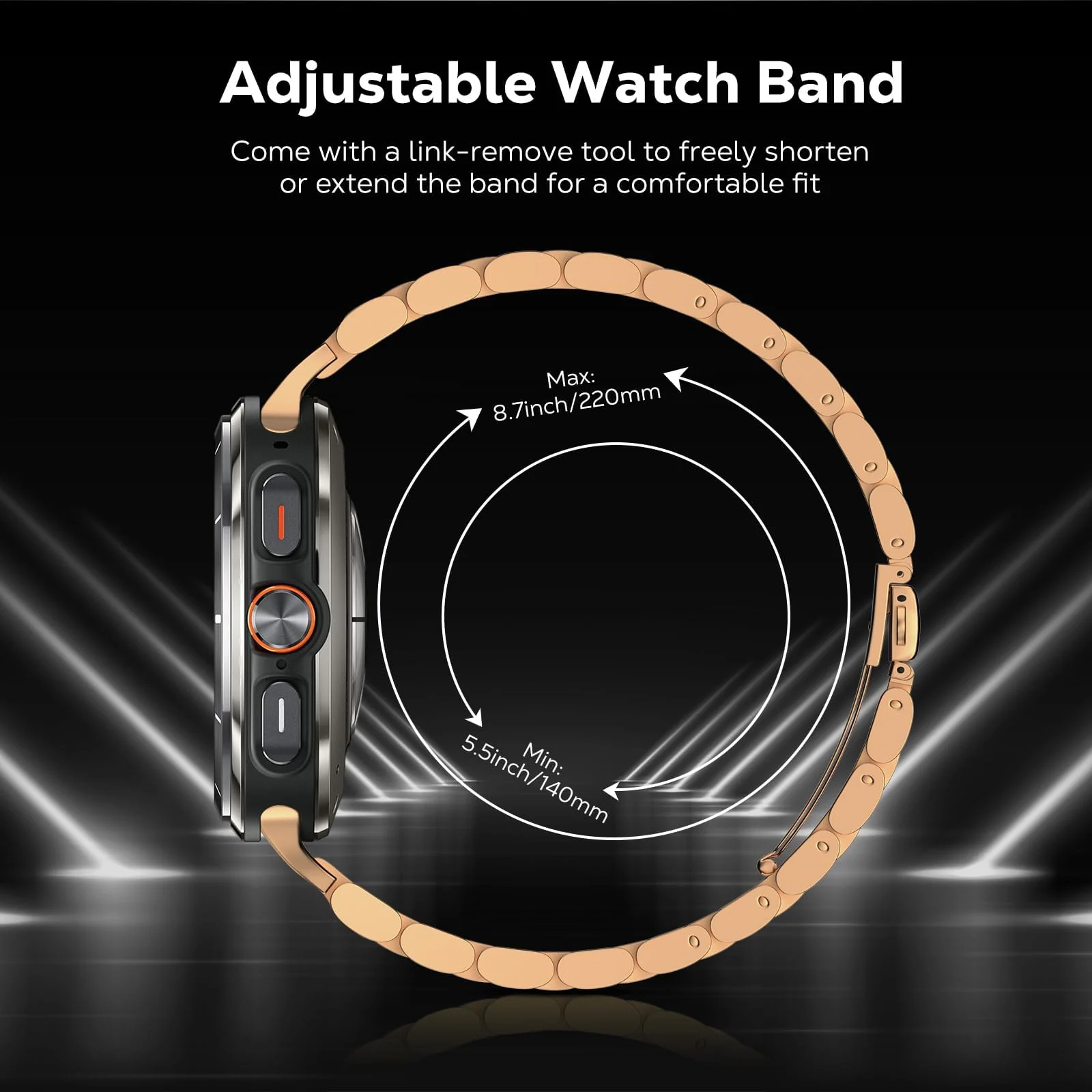 DL3 Mobilak Metal Straps Compatible with Samsung Galaxy Watch Ultra Strap 47mm, Stainless Steel Wristband Replacement Watch Strap Bands Accessories Bracelet for Galaxy Watch 7 Ultra - Rose