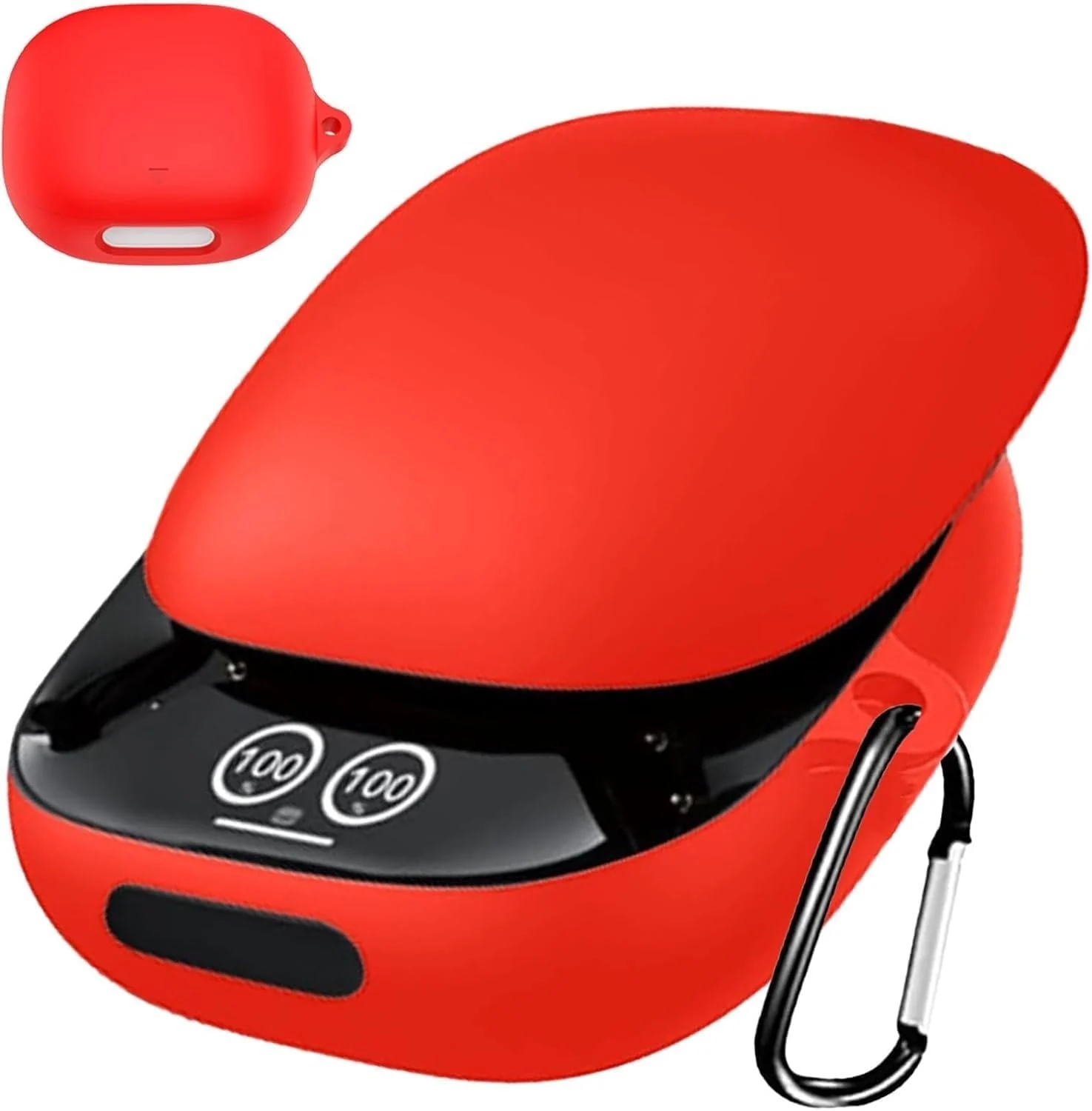 DL3 Mobilak Compatible with Anker Soundcore Liberty 4 Pro Case Cover, Soft Silicone Shockproof Protective Wireless Earbuds with Carabiner, Front LED Visible - Red