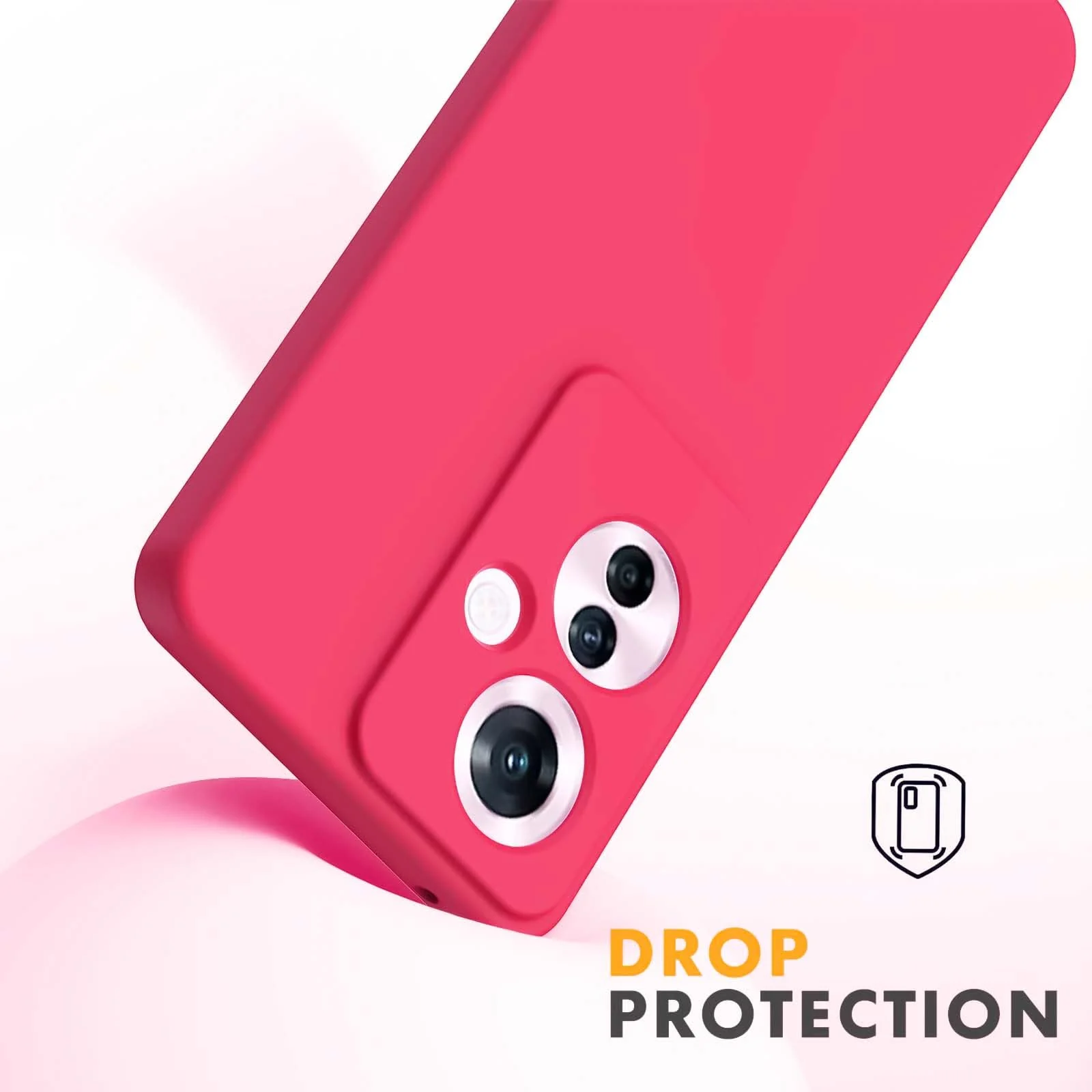 DL3 Mobilak Liquid Silicone Case for OPPO Reno11 F 5G, Not compatible with MagSafe, Supports wireless charging, Camera protection - Hot Pink