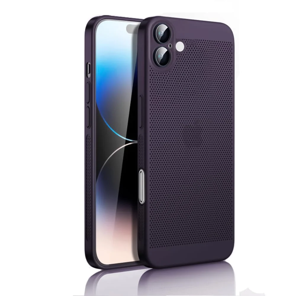 DL3 Mobilak Heat-Dissipation Hard PC Case with Built-In Camera Lens Protector for iPhone 16 Plus 6.7-Inch - Purple