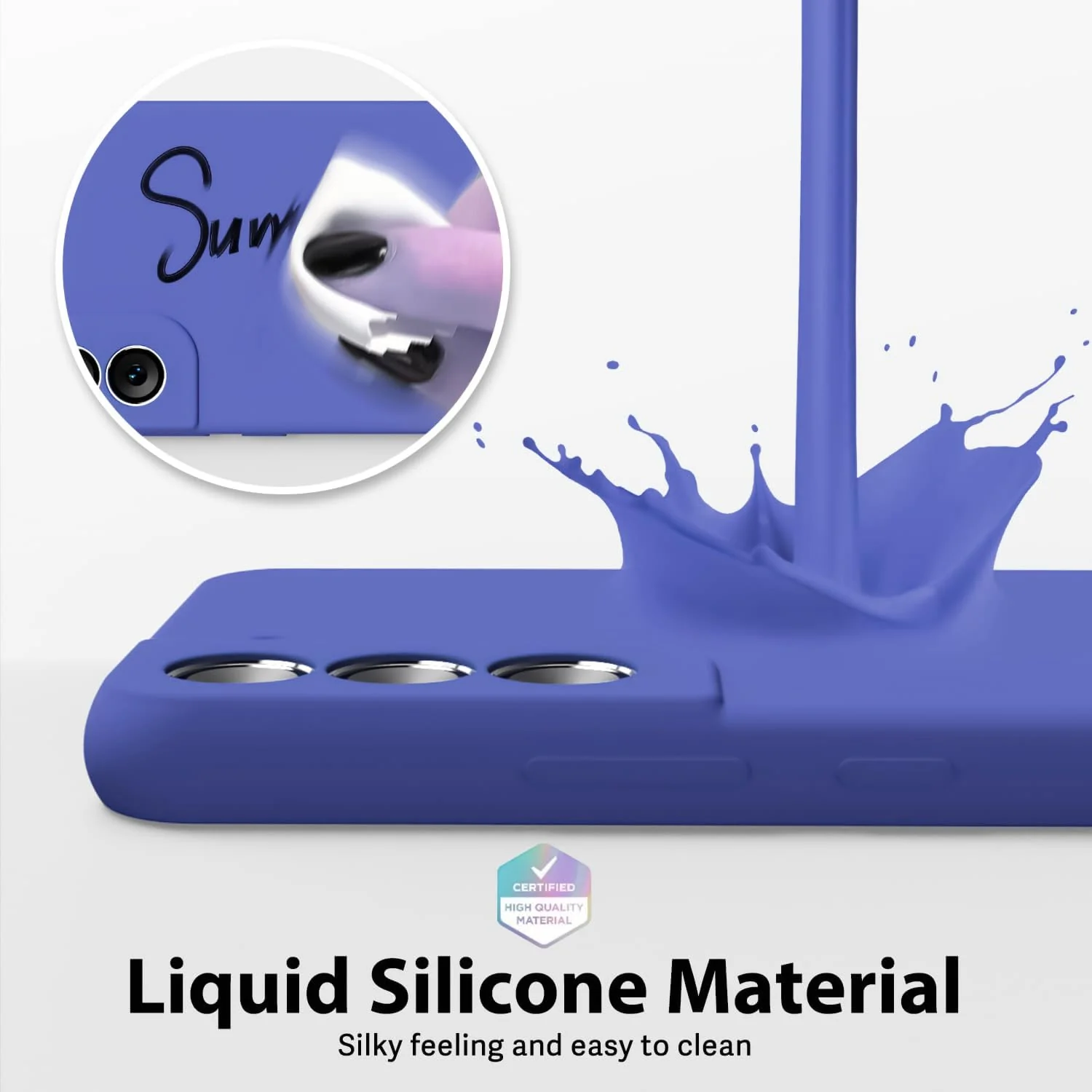 DL3 Mobilak Liquid Silicone Protective Case with Soft Microfiber Lining with Full Camera Protection for Samsung Galaxy S22 5G - Light Blue
