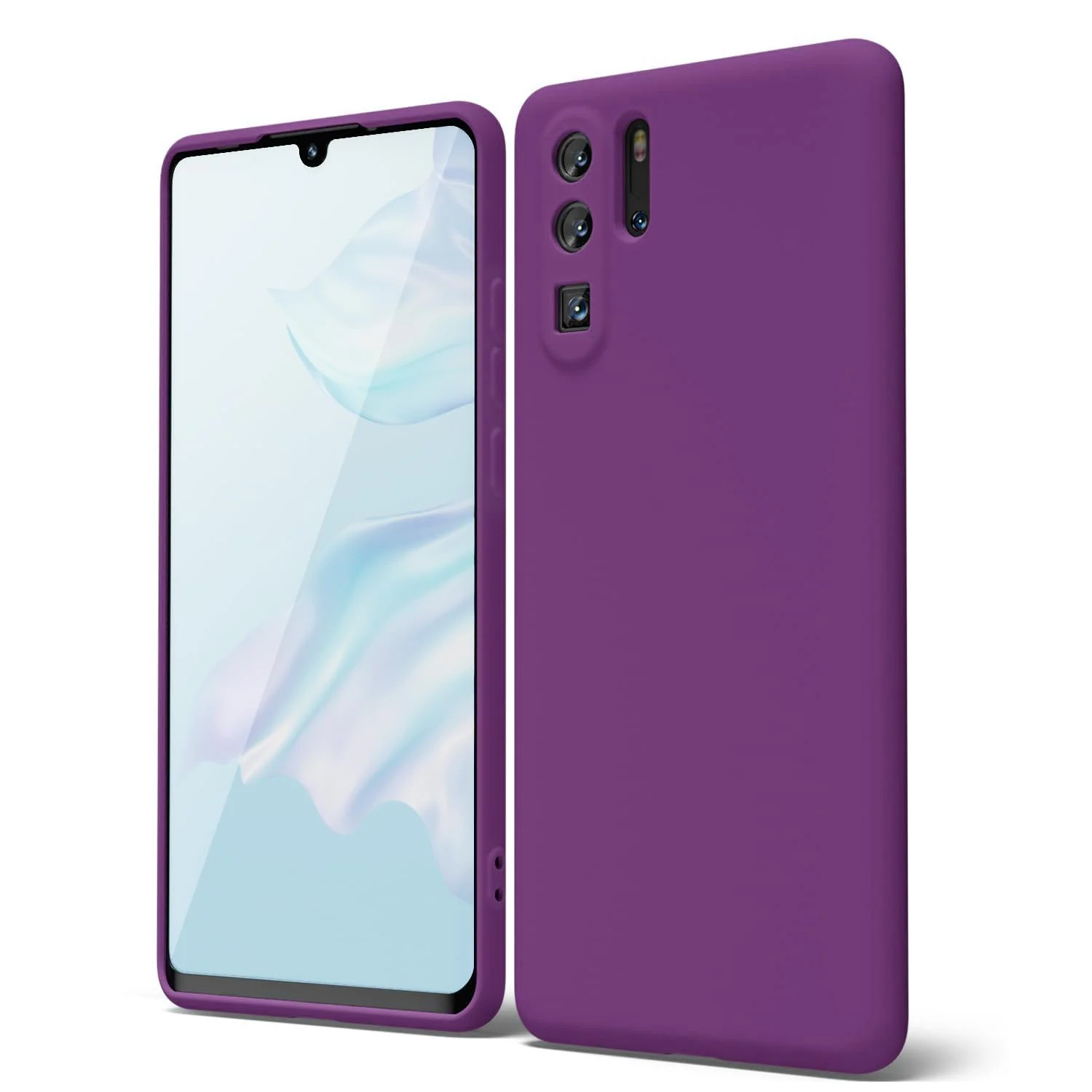 DL3 Mobilak Soft Silicone Protective Case for Huawei P30 Pro with Microfiber Lining and Shockproof Design - Violet