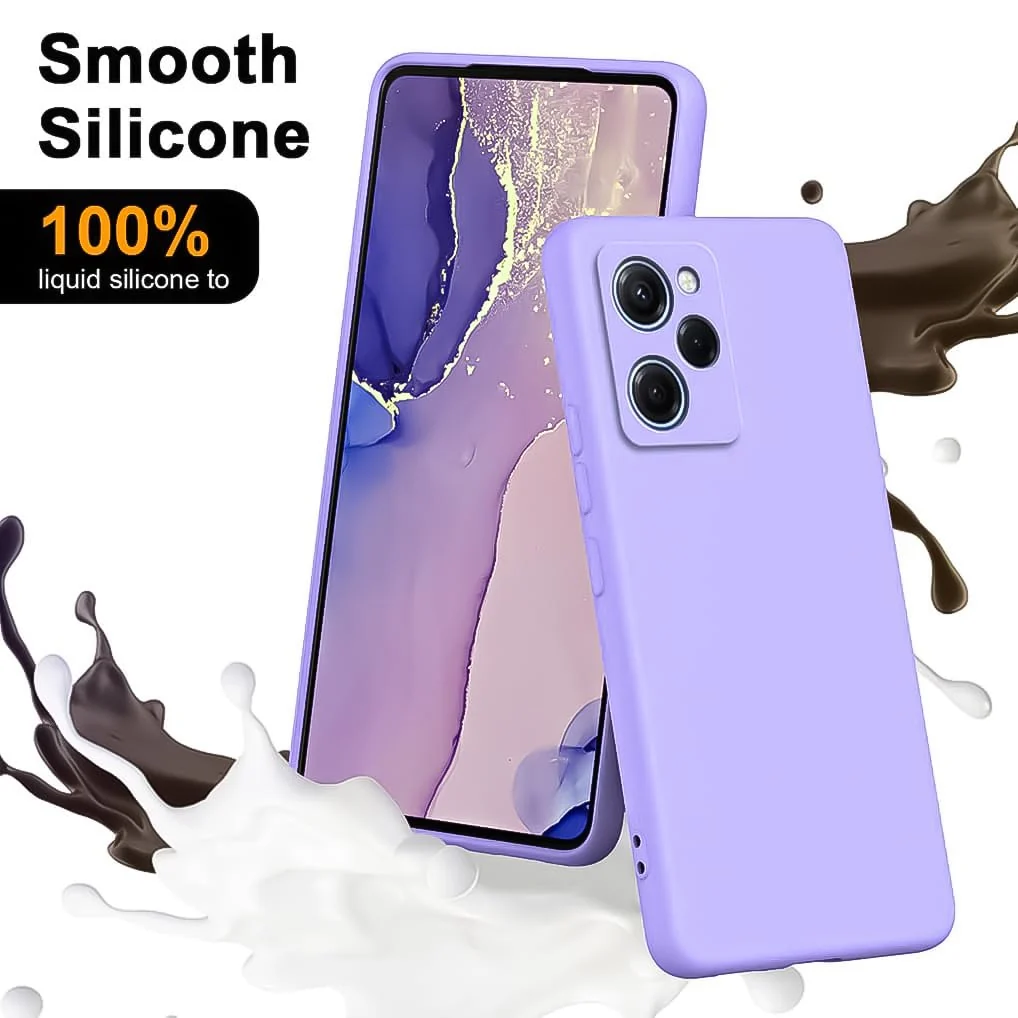 DL3 Mobilak Soft Silicone Protective Case for POCO X5 Pro 5G with Microfiber Lining and Shockproof Design - Lavender