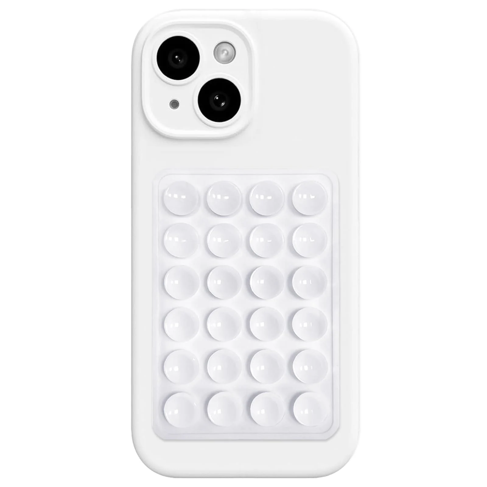 DL3 MOBILAK Silicone Suction Phone Case Mount, Sillicon Adhesive Phone Accessory for iPhone and Android, Hands-Free Fidget Toy Mirror Shower Phone Strong Grip Holder, Videos and Selfies - White