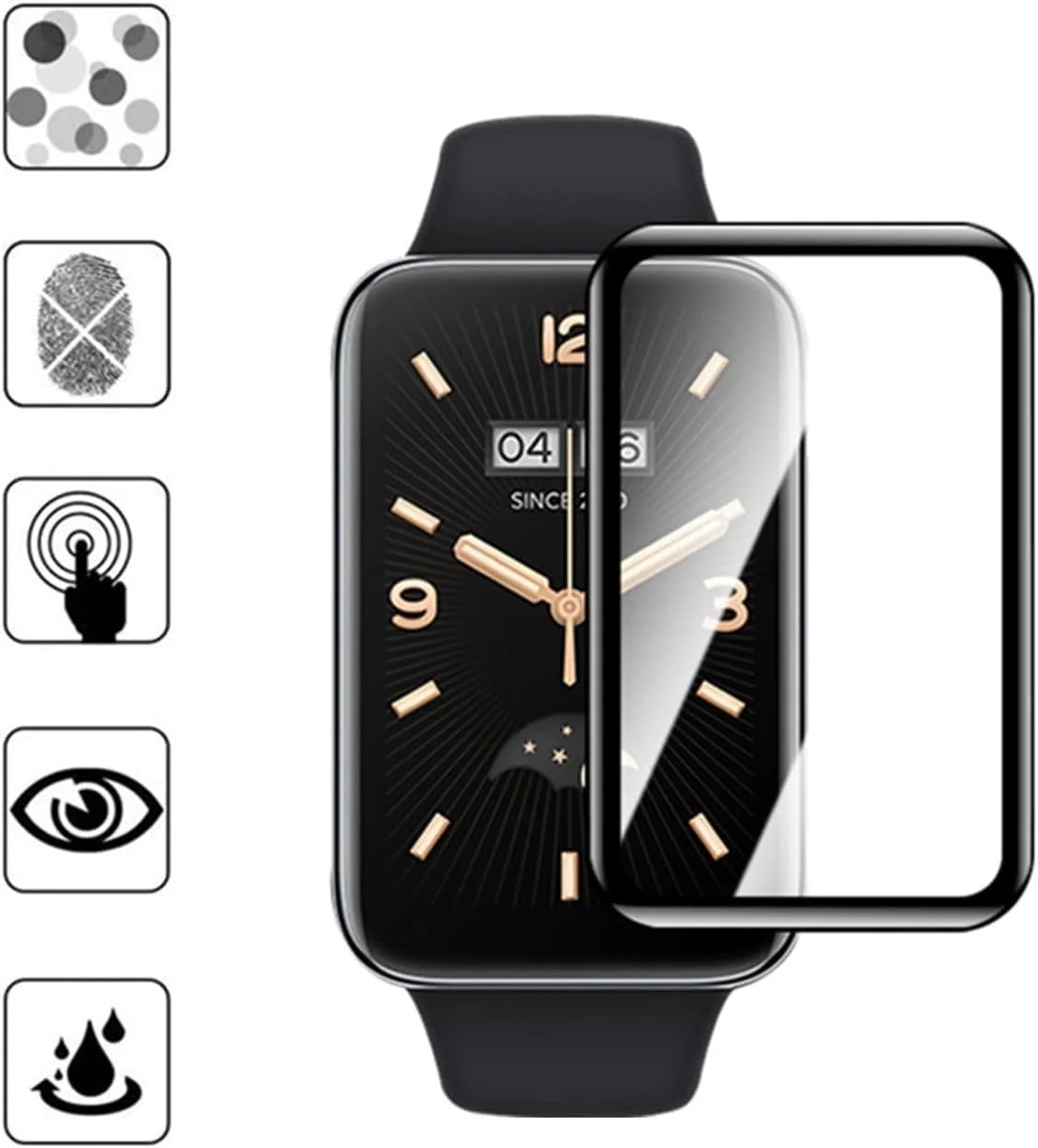 DL3 Mobilak Screen Protector For Xiaomi Mi Band 7 Pro, 3D Curved Soft Edge Protective Film [Anti-Scratch] [Bubble Free] [Ultra Shatterproof] [High Sensitive] (Not Glass) - Black