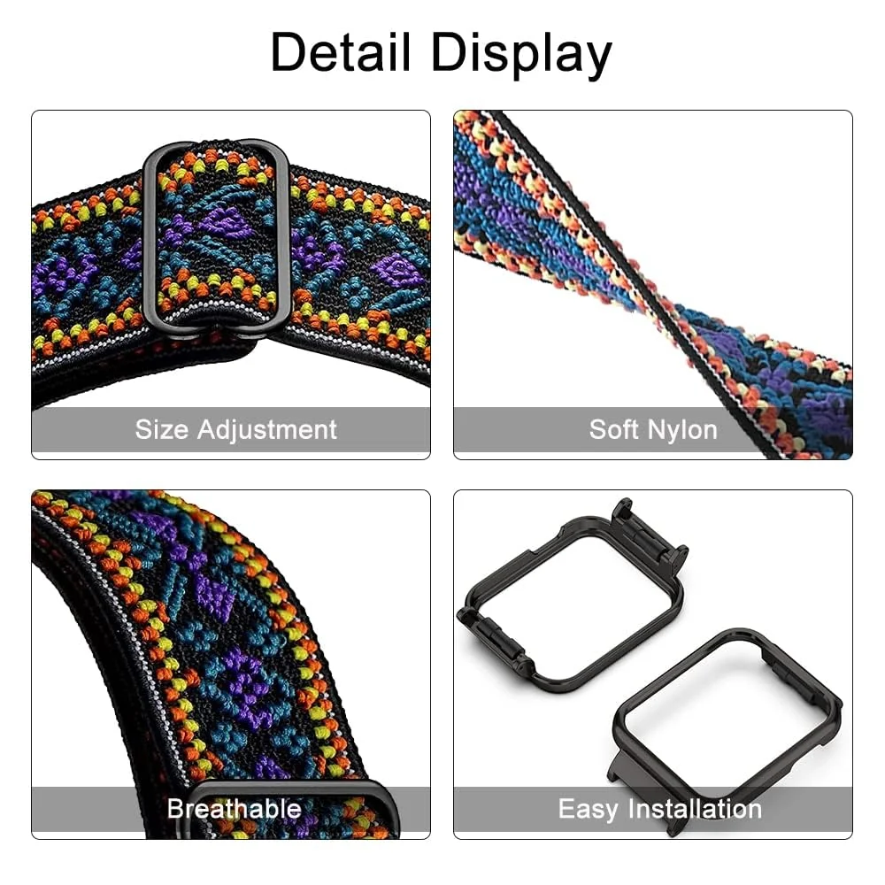 DL3 Mobilak Strap Compatible with Xiaomi Mi Watch Lite/Redmi Watch Bracelets, Nylon Replacement Strap Sport PU Protective Case + Watch Strap For Xiaomi Mi Watch Lite With Metal Cover - Bohemia Blue