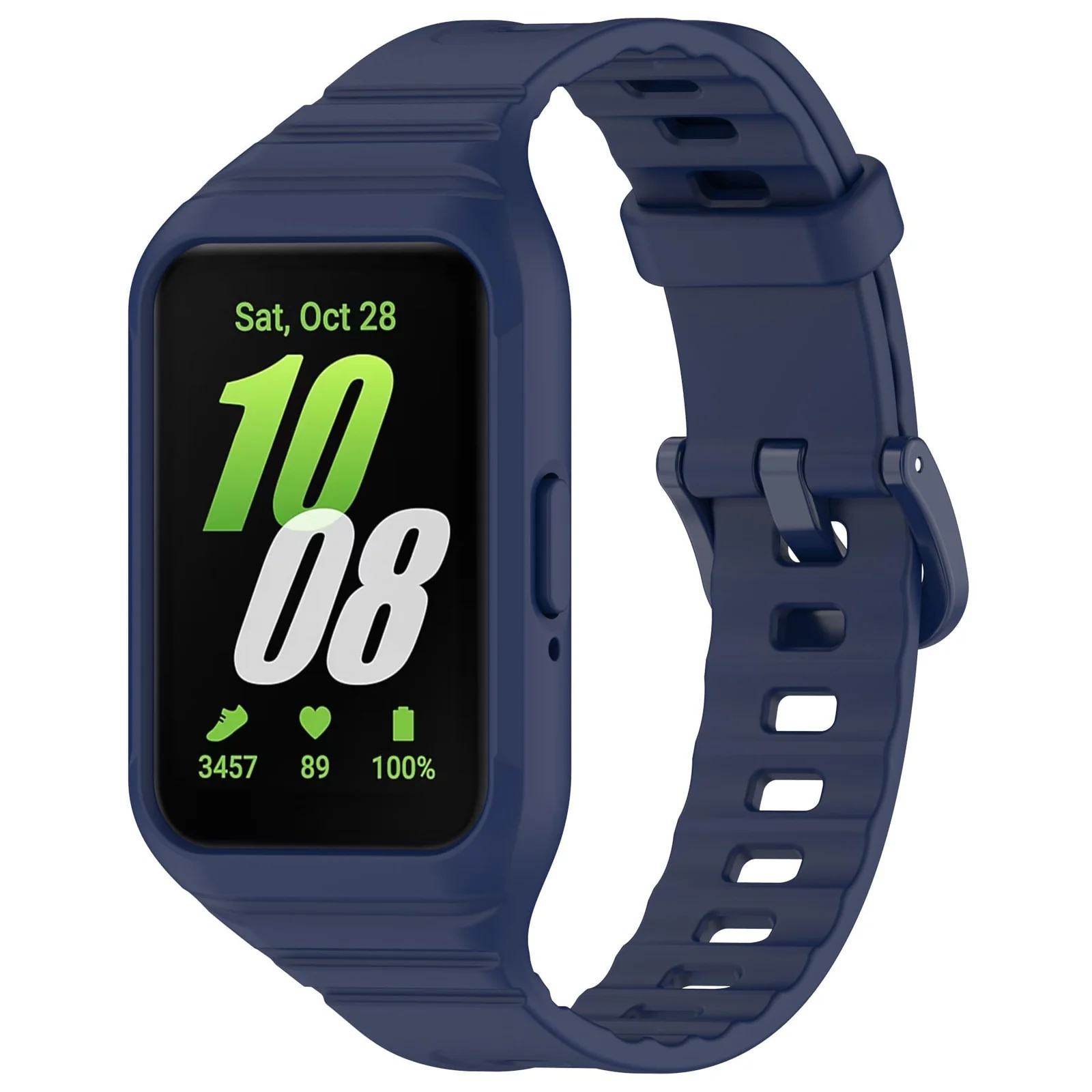 DL3 Mobilak Strap Compatible with Samsung Galaxy Fit 3 SM-R390, Silicone Sport Band Replacement Watchband with Bumper Case for Samsung Galaxy Fit 3, Adjustable Wristband - Dark Blue