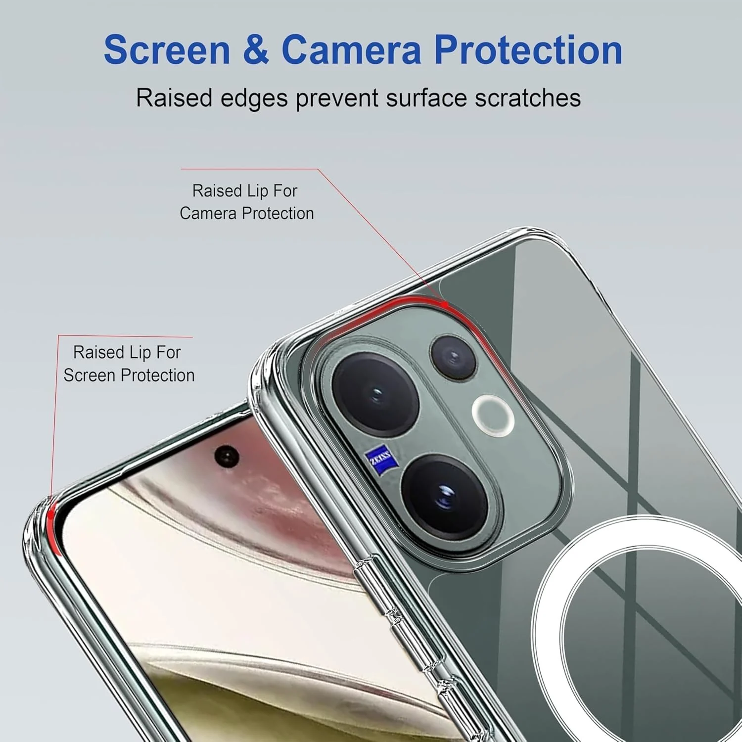DL3 Mobilak for vivo V60 Case [Compatible with MagSafe] [Strong Magnet] [Non-Yellowing] Magnetic Slim Thin Bumper Phone Cover, Lightweight, and Durable - Clear
