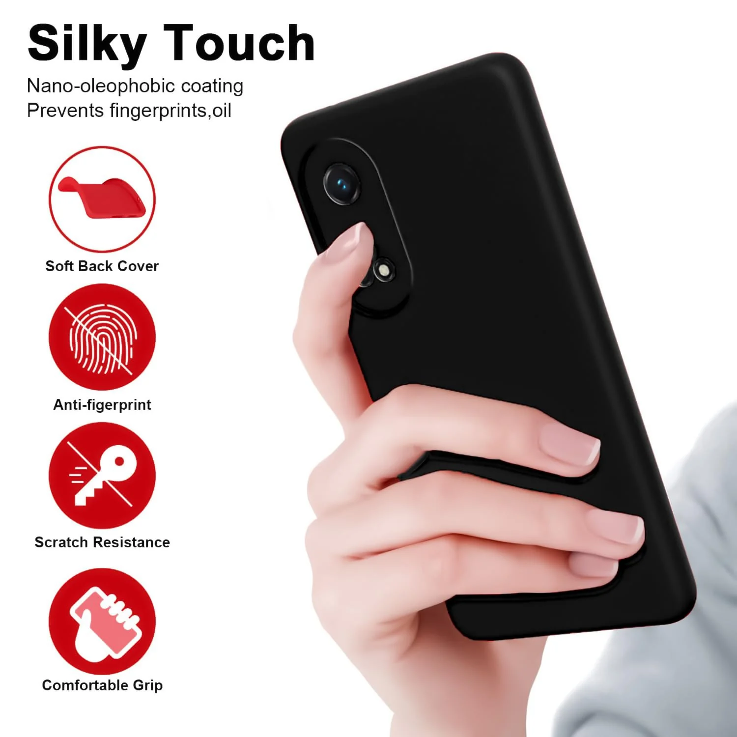 DL3 MOBILAK Case Compatible with OPPO Reno 8T 4G (Not 5G), Soft Silicone Bumper Case, Shockproof Protective Case - Black