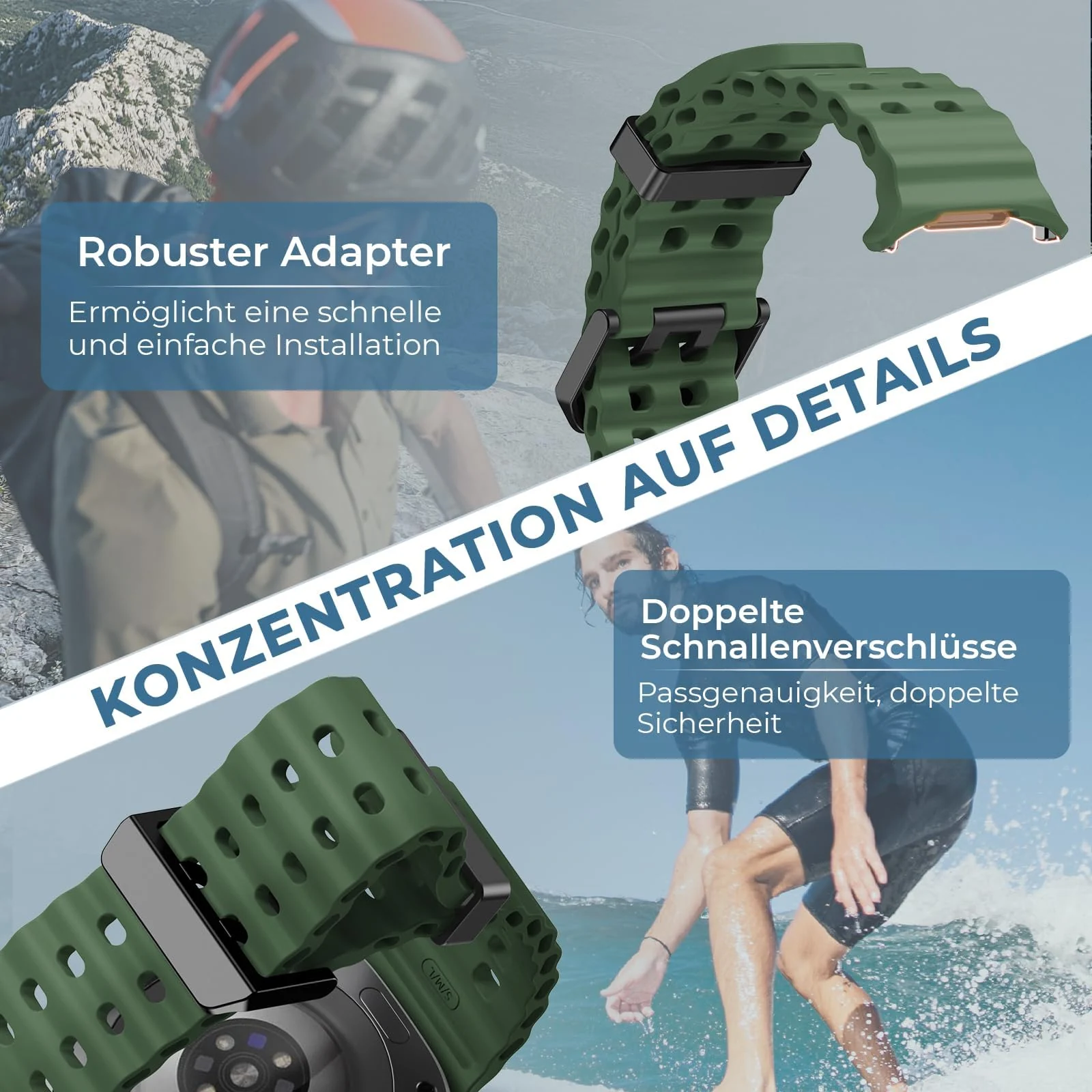 DL3 Mobilak Sport Band Compatible with Samsung Galaxy Watch Ultra Band 47mm Women Men, Breathable Soft Silicone Waterproof Watch Strap Accessories for Samsung Watch 7 Ultra Bands - Green