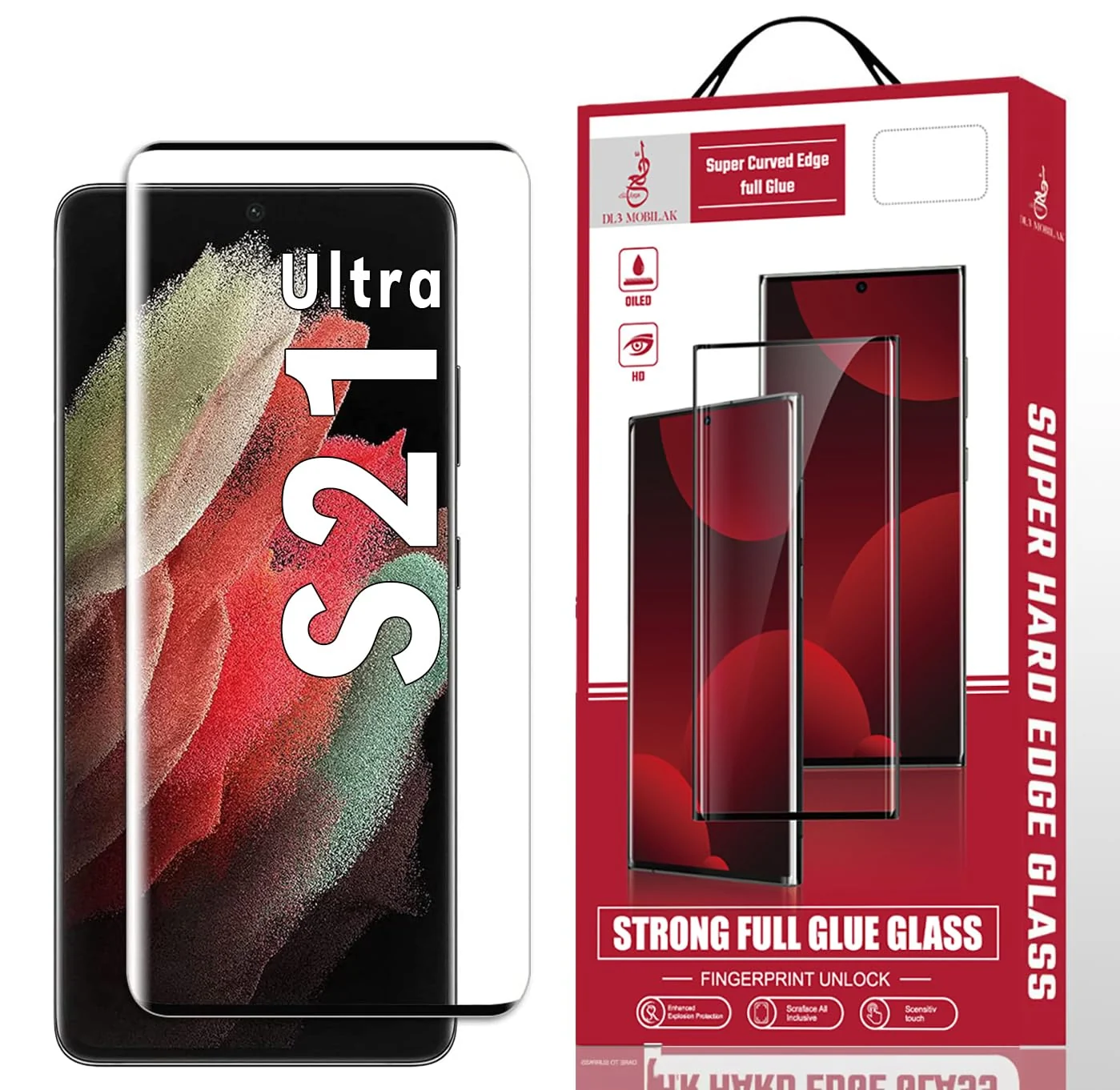 DL3 Mobilak Screen Protector for Samsung Galaxy S21 Ultra, Tempered Glass Screen Saver Premium HD Protective, Scratch Resistant, NO-Bubble, Hardness, Full Coverage Film - Clear