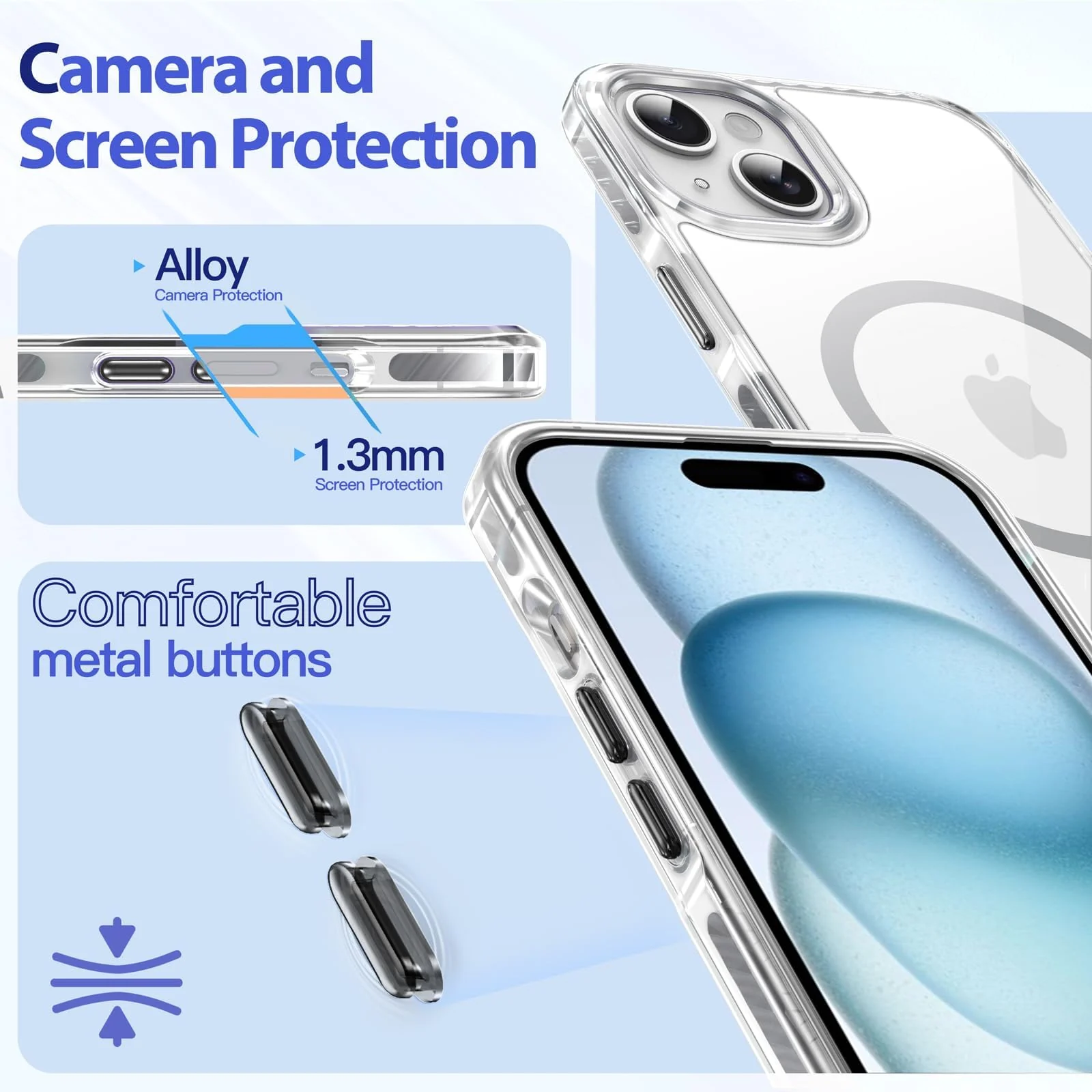 DL3 Mobilak Rugged Protective Case for iPhone 13 / iPhone 14, Compatible with MagSafe accessories, Supports wireless charging, Shock-absorbing protection - Gray